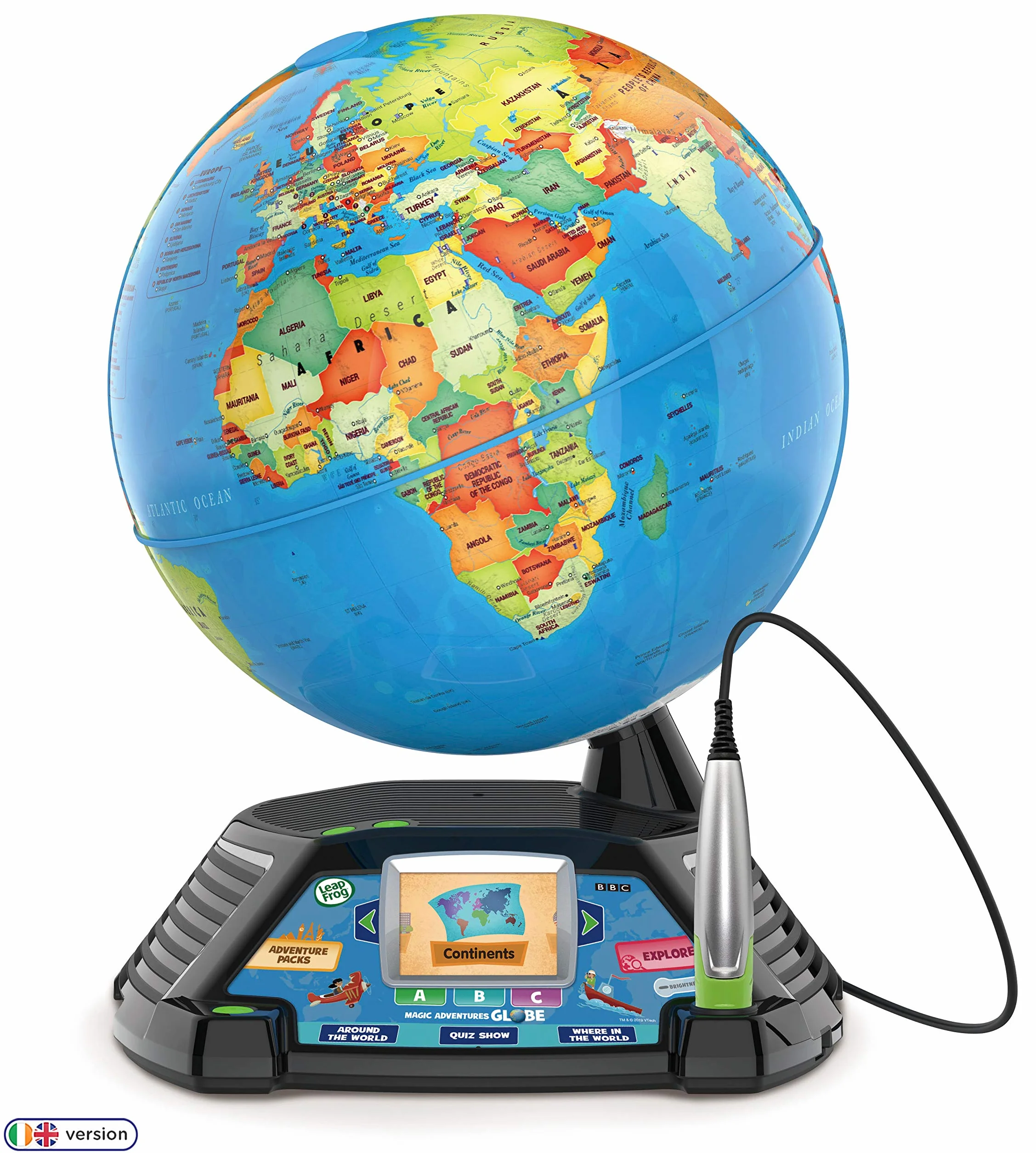 LeapFrog Magiczny świat przygod, interaktywny globus dla dzieci, edukacyjny inteligentny globus dla dzieci z ekranem LCD 2,7", zabawki dla dzieci z grami i zajęciami, odpowiednie dla 5, 6, 7 lat