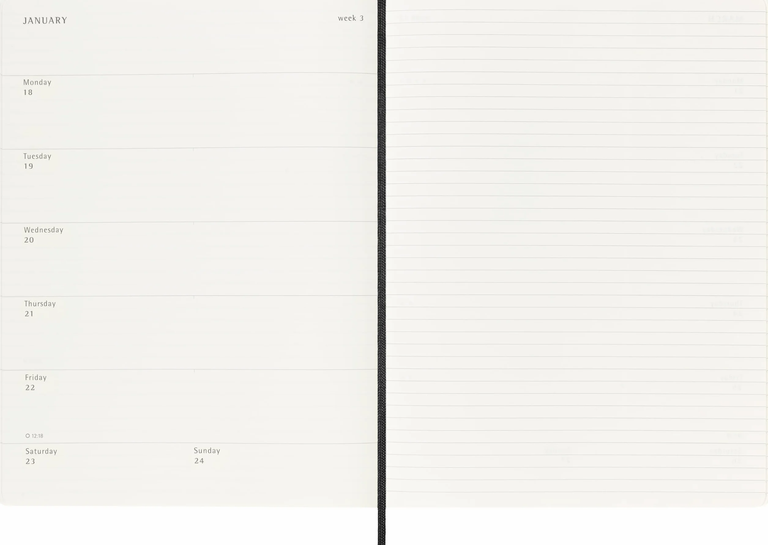 Moleskine Planer tygodniowy 2026 2027, 18-miesięczny, miękka okładka, czarny, XL 19 x 25 cm