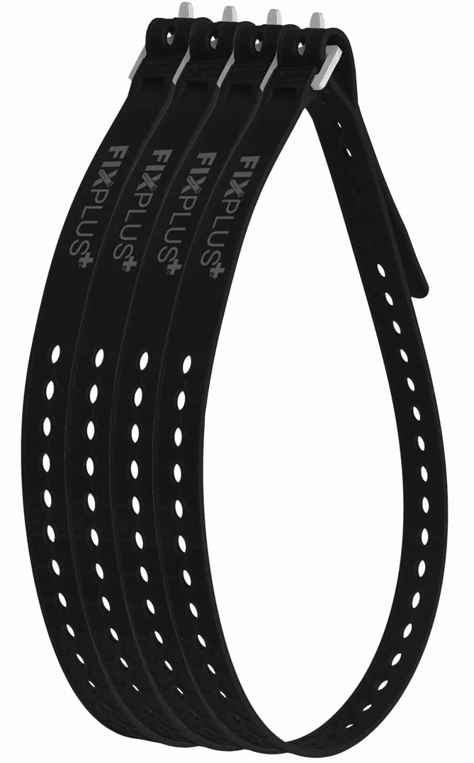 Fixplus Strap Gummizurrband 86 x 2,3 cm, Schwarz, 4 Stück, 17FP86s4x