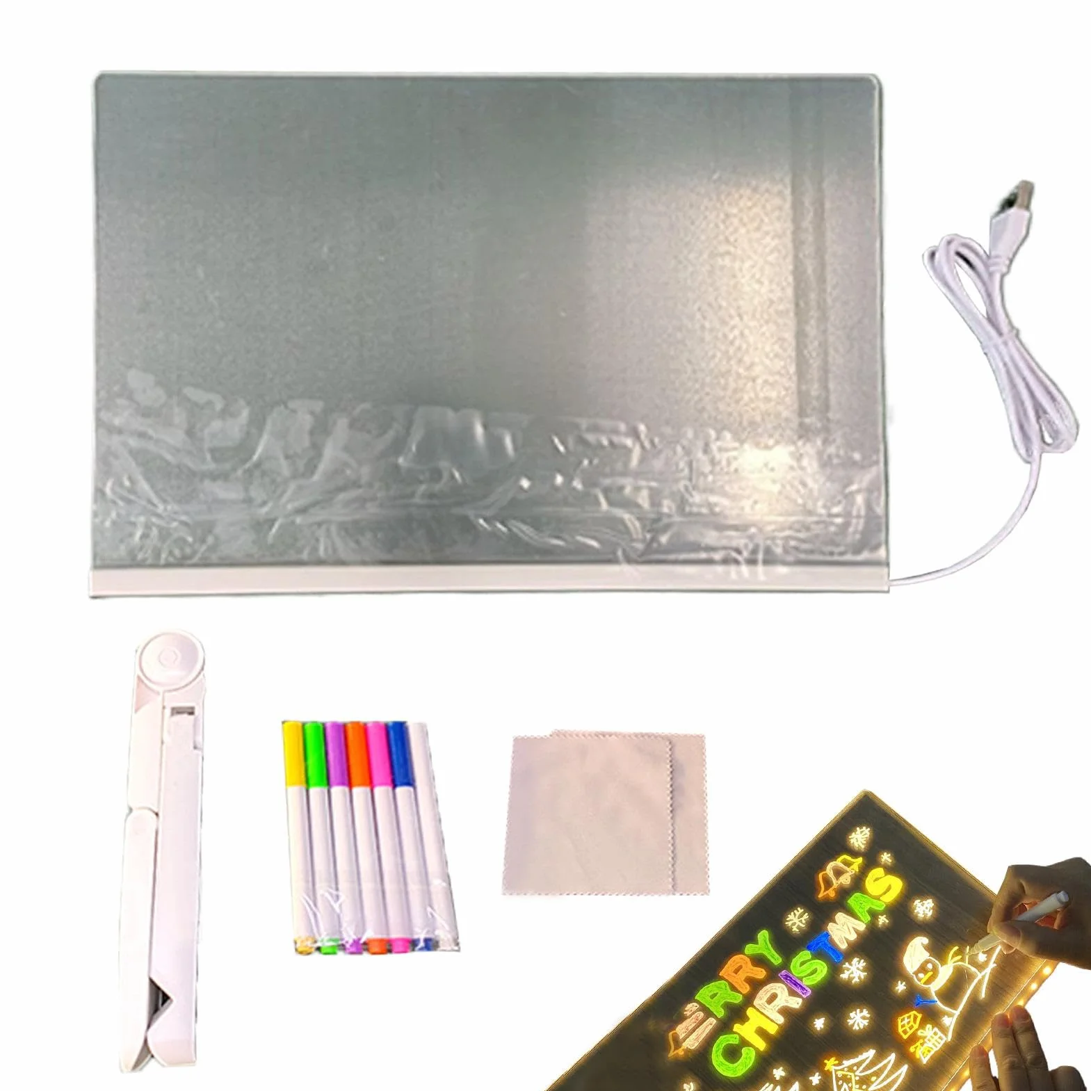 Light Up Dry Erase Board, LED Note Board ze stojakiem, Glow Writing Board USB Plug-In, akrylowa tablica wiadomości dla biznesu, tablica do rysowania LED na wesela, tablica pamięci Light-Up do domu