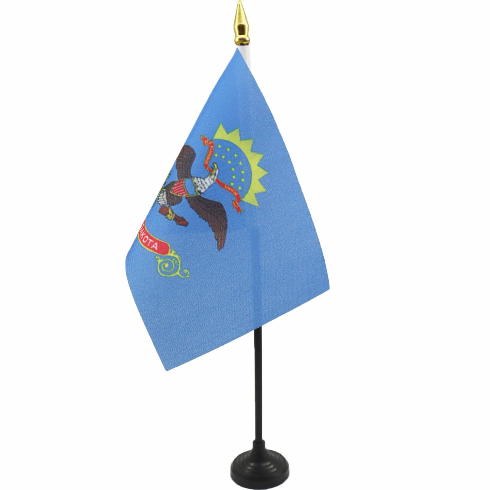 Drapeau de Table Dakota du Nord avec Pointe Or, 15cm x 10cm