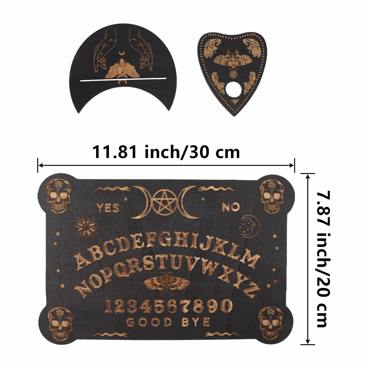 Drewniana czarna tablica Ouija Klasyczne tablice do rozmów z planszetką, metafizyczna tablica z wiadomościami duchowymi Prezenty Wiccan na artykuły do czarów