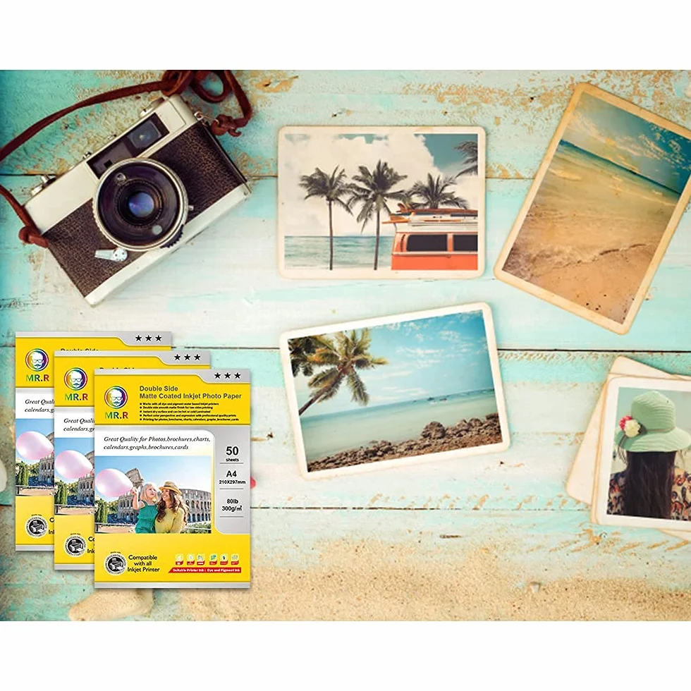 MR.R 300 gsm/m2 A4X50 Arkusze papieru fotograficznego Podwójnie matowy papier fotograficzny Natychmiastowe wysychanie Wodoodporny jasny biały do drukarek atramentowych