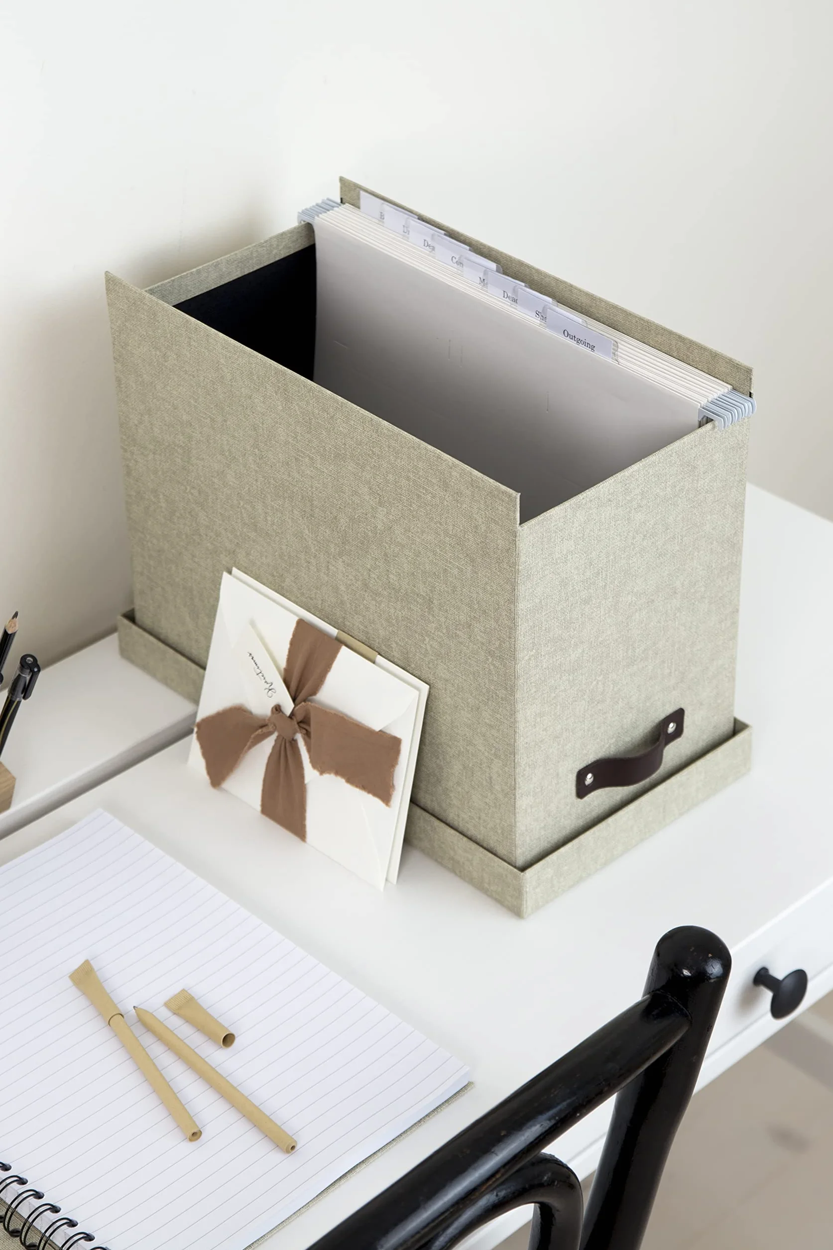 BIGSO BOX OF SWEDEN JOHAN Pudełko na dokumenty z pokrywką 8 skoroszytów płyta pilśniowa papier len