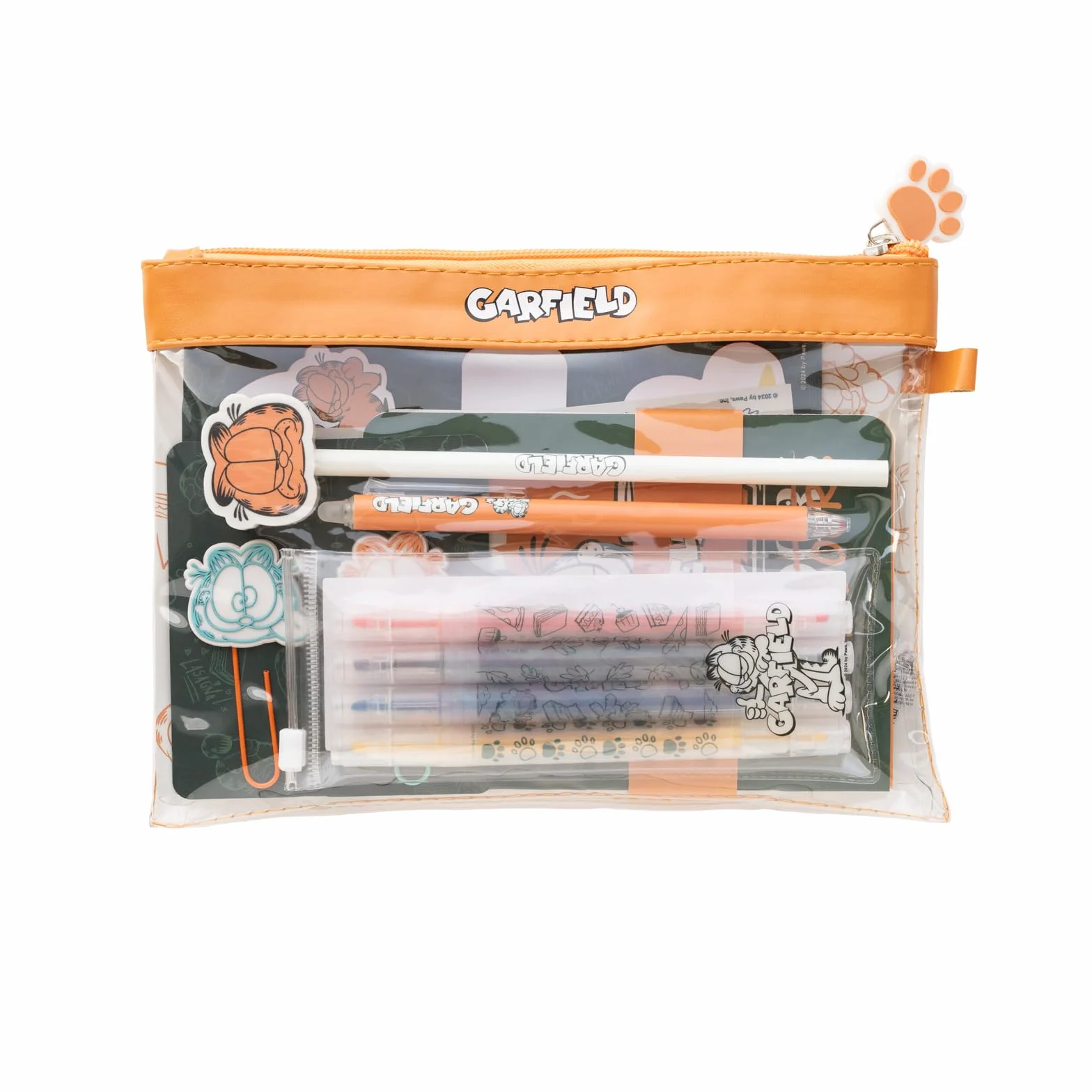 Grupo Erik Stationery Set - Garfield | Pencil Case With A6 Notebooks, Highlighters, Sticky Notes, Paper Clips, Stickers, Pen, Pencil | Garfield Gifts For Cat Lovers