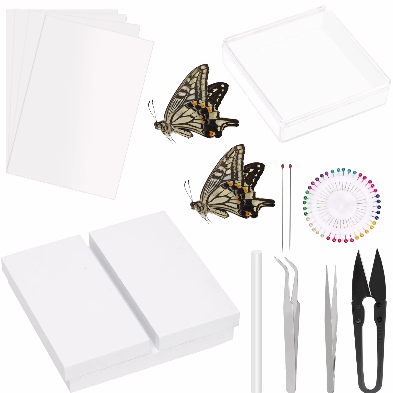 15 szt. zestaw narzędzi do insect pinning z Piniami, Papierem do Spłaszczania Skrzydeł, Tablicą do pinning i Wyświetlaczem Insektów