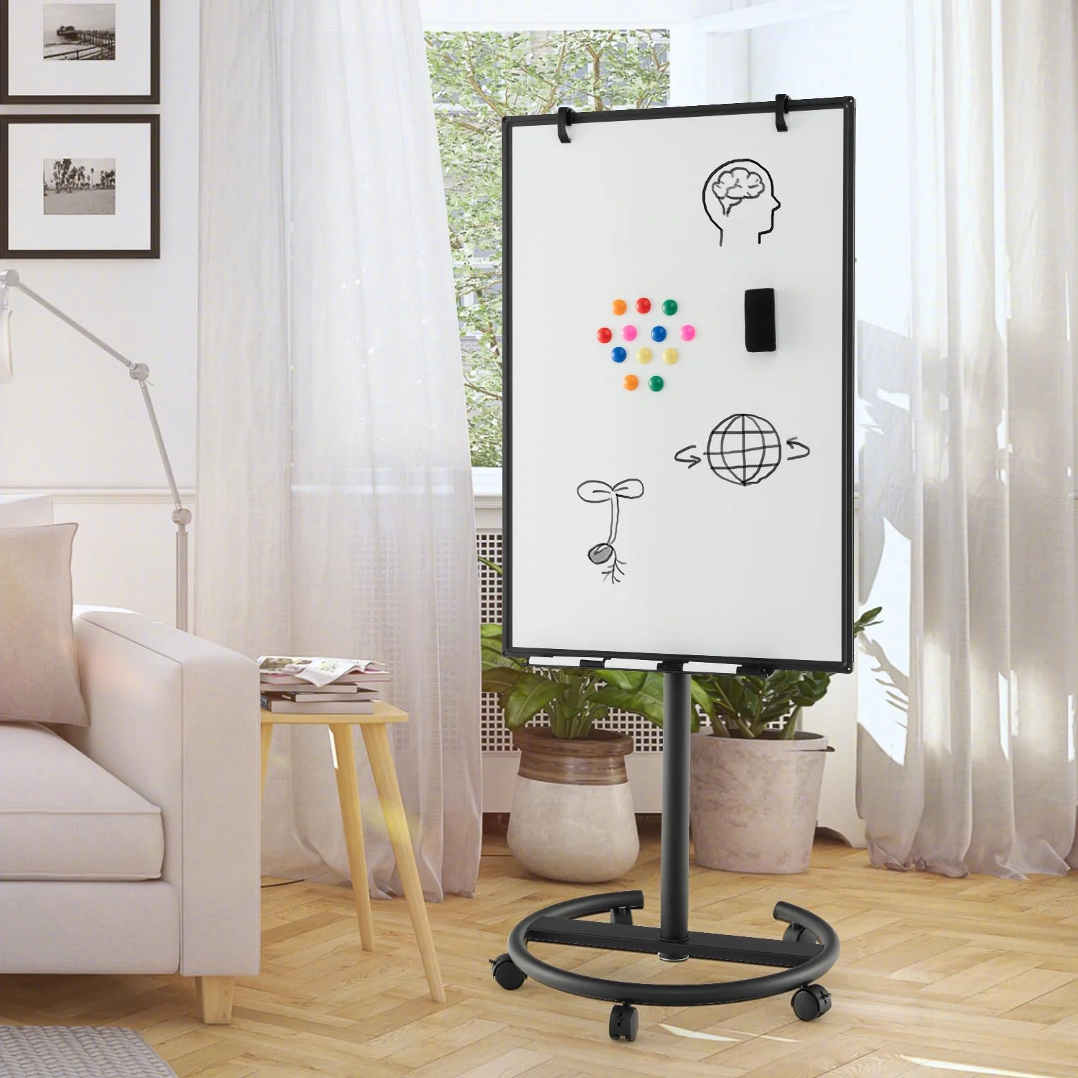 GOPLUS Stojak na flipchart 100 x 65 cm mobilna tablica suchościeralna regulowana wysokość