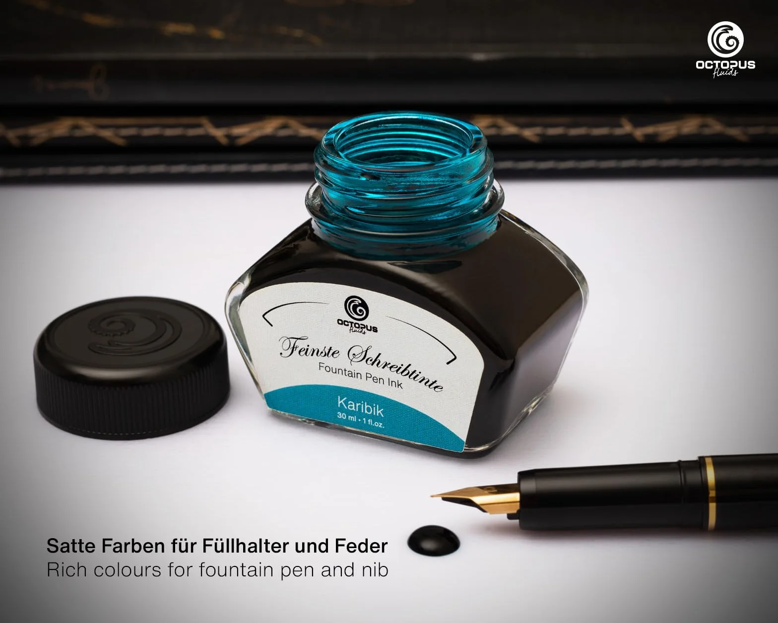Atrament do piór wiecznych w kałamarzu, atrament do kaligrafii, kolor karaibski, 30 ml