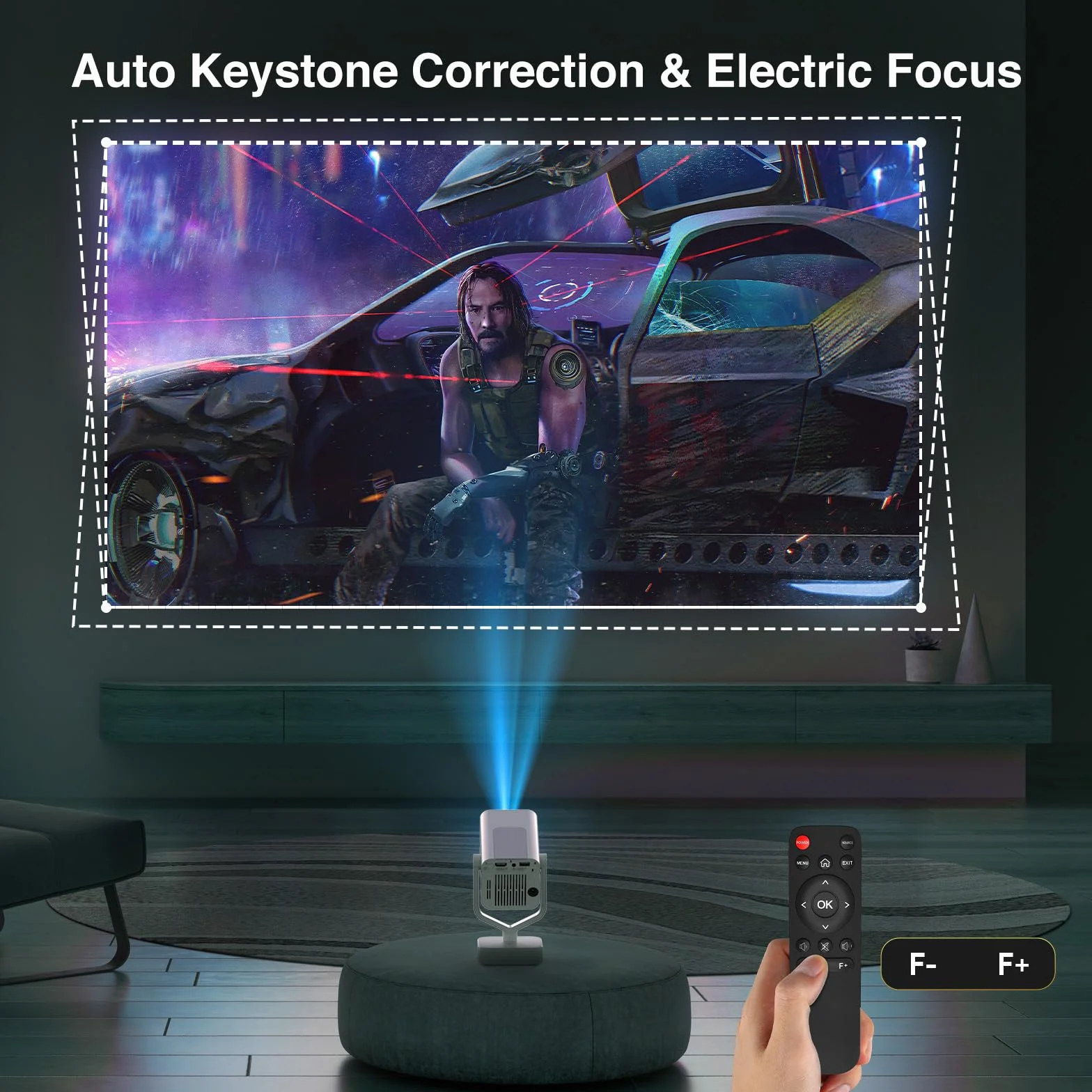 Projektor Mini AKATUO 4K 1080p Bluetooth WiFi6 Automatyczna Korekcja Trapezu Obrót 270°