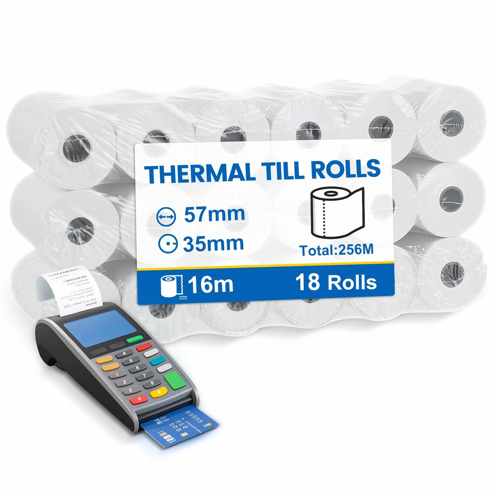 Rolki do kasy 57 mm papier termiczny 57x12x16 m kompatybilne z większością kalkulatorów i kas fiskalnych