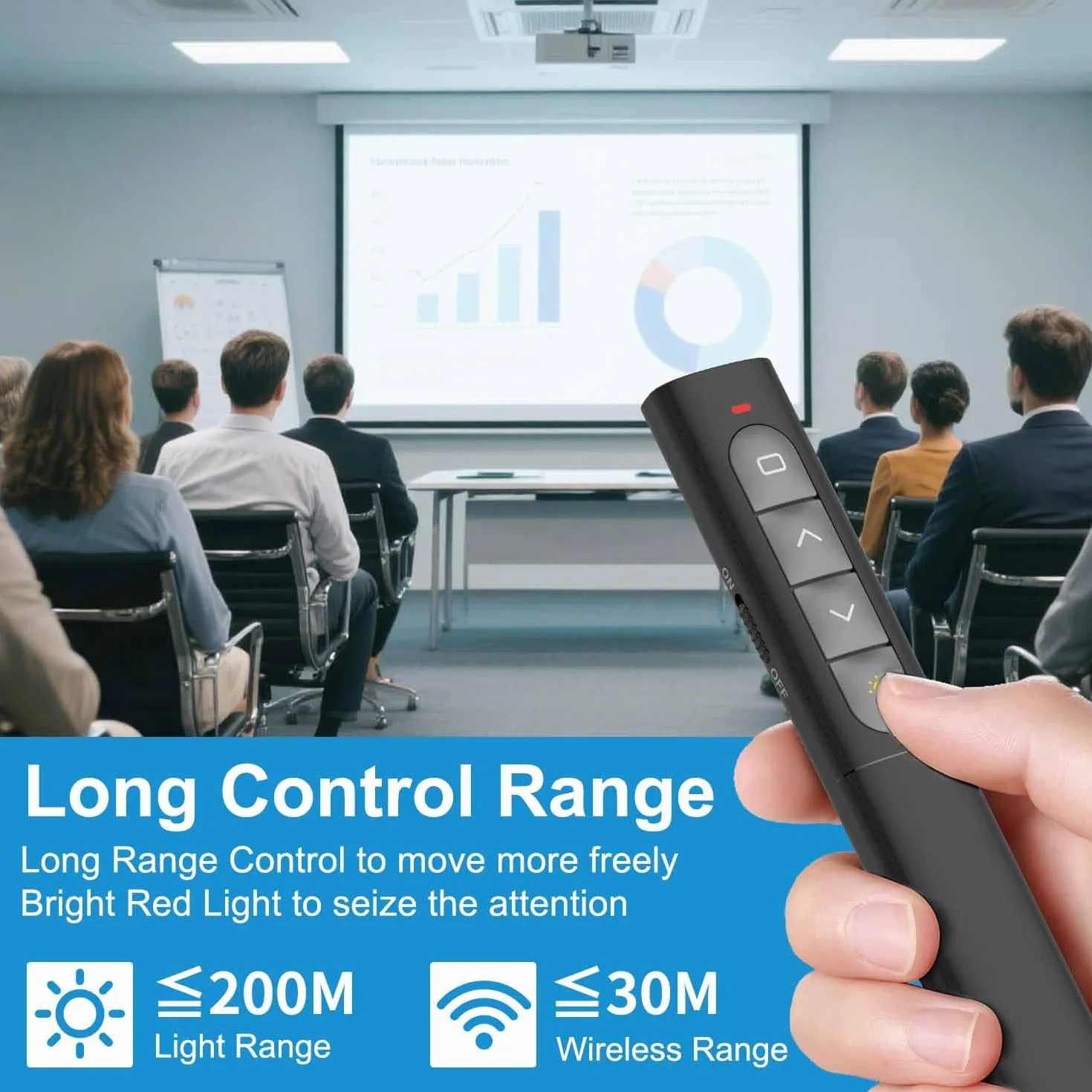 Powerpoint Clicker do Prezentacji, 2,4 GHz Bezprzewodowy Pilot do Prezentacji Wskazówka PPT Clicker Slide Advancer Komputer Clicker Wsparcie Głośności Hiperlink