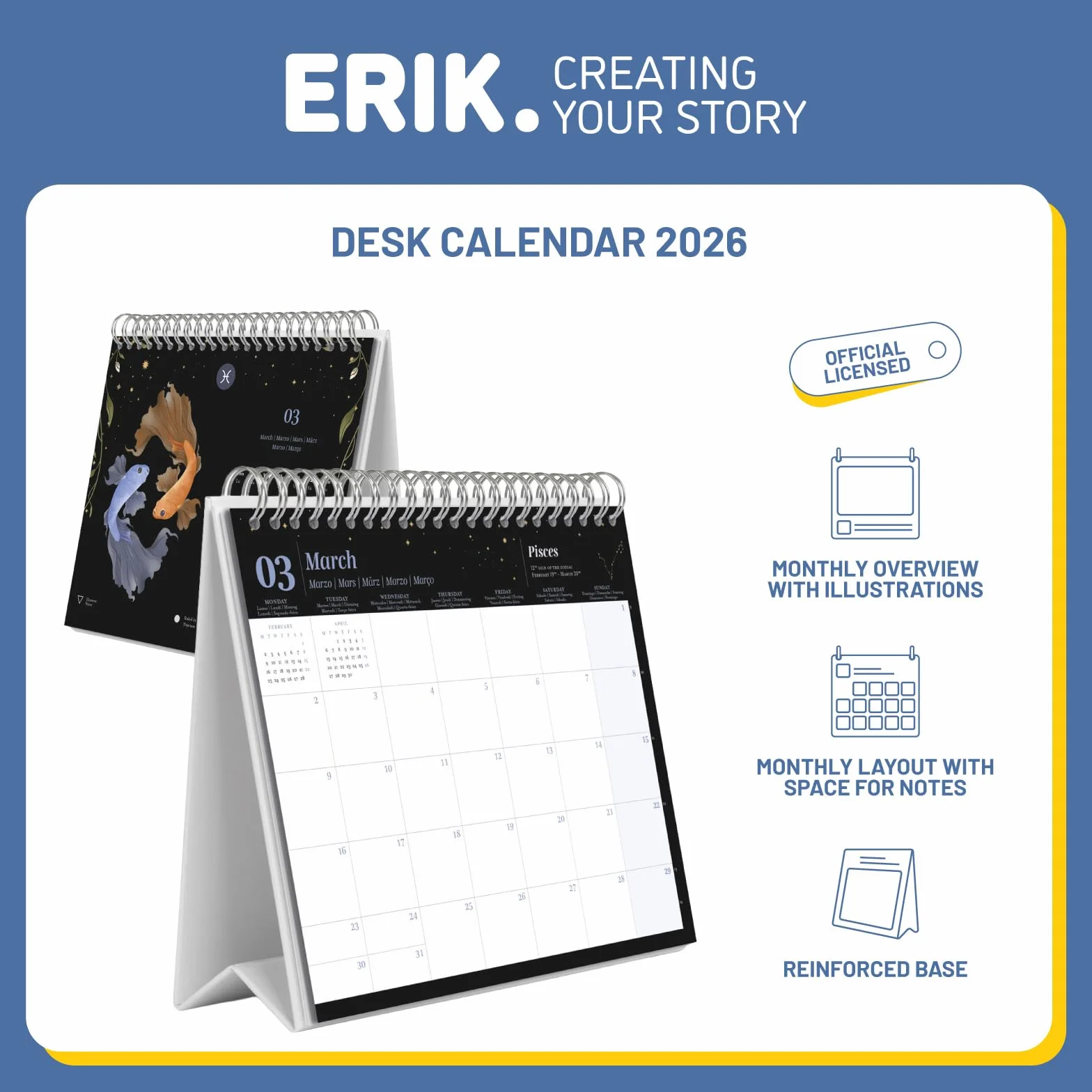 Grupo Erik Desk Calendar 2026 Astral Astrology Monthly Planner