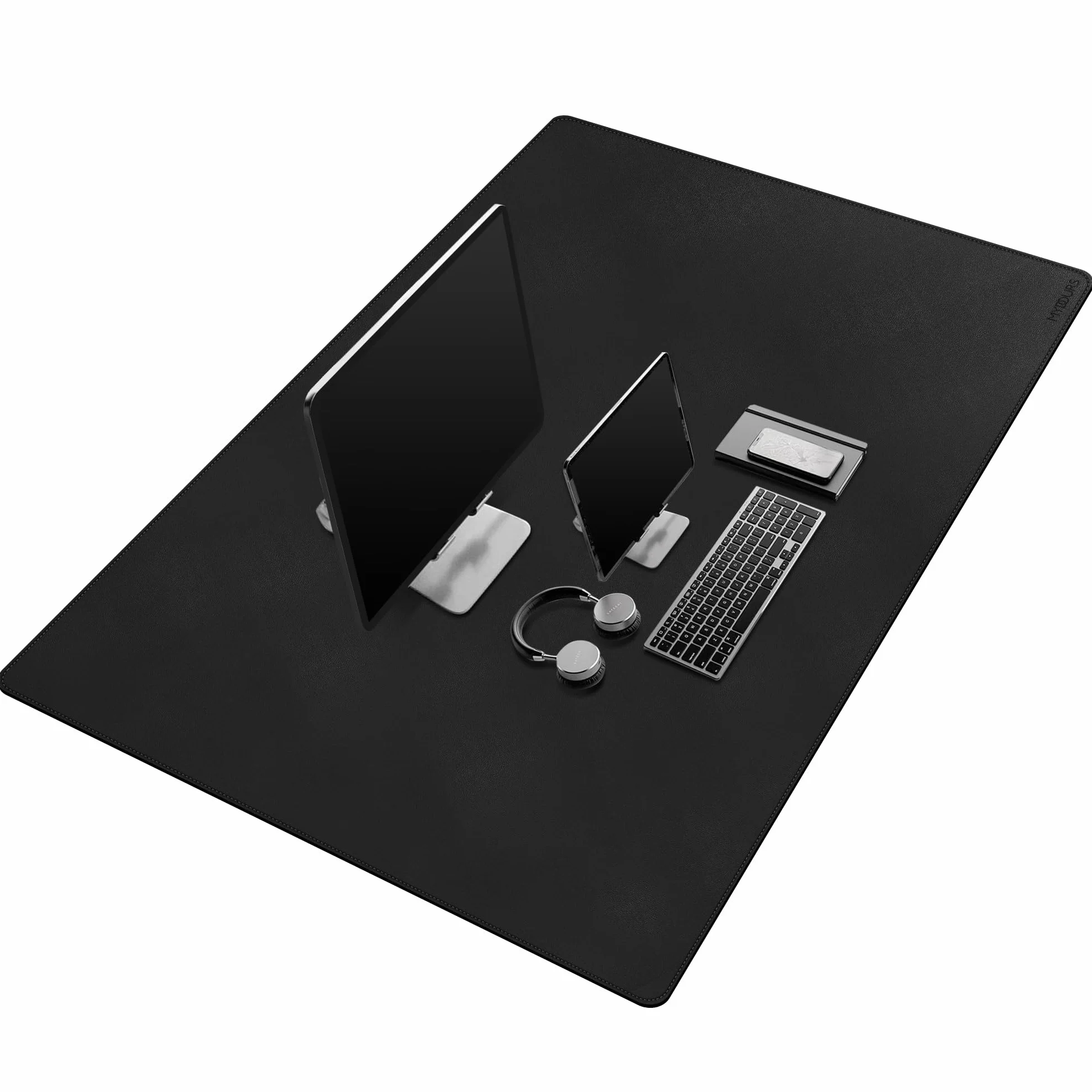 Podkładka na biurko ze skóry PU 120 x 70 cm dwustronna zmywalna czarna