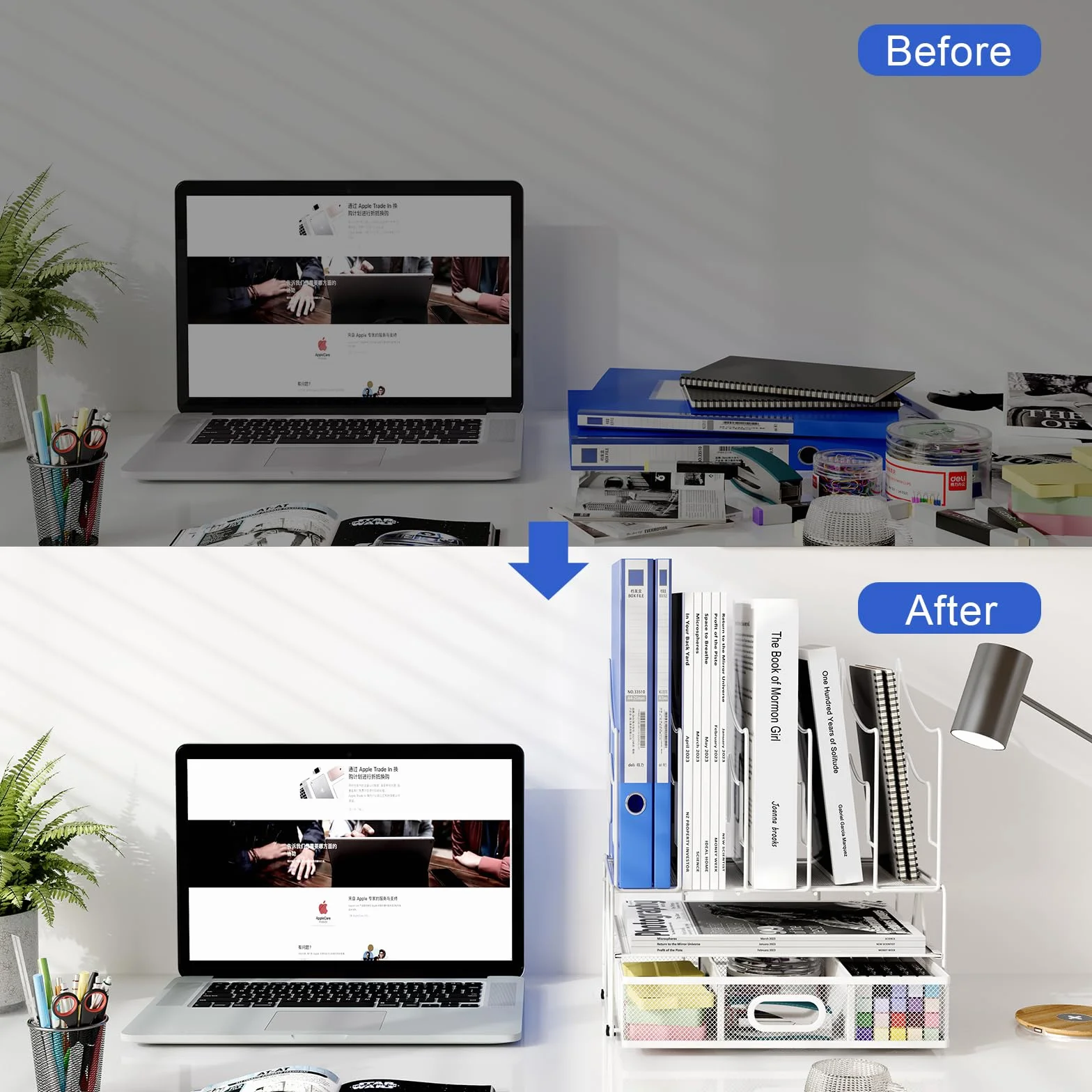 EasyPAG Stojak na Dokumenty A4 Metal 7 Przedziały,Półki na Foldery,Segregator Stojący,Taca na Czasopisma,Organizer na Biurko,Półka na Listy do Domu & Biura,Biały