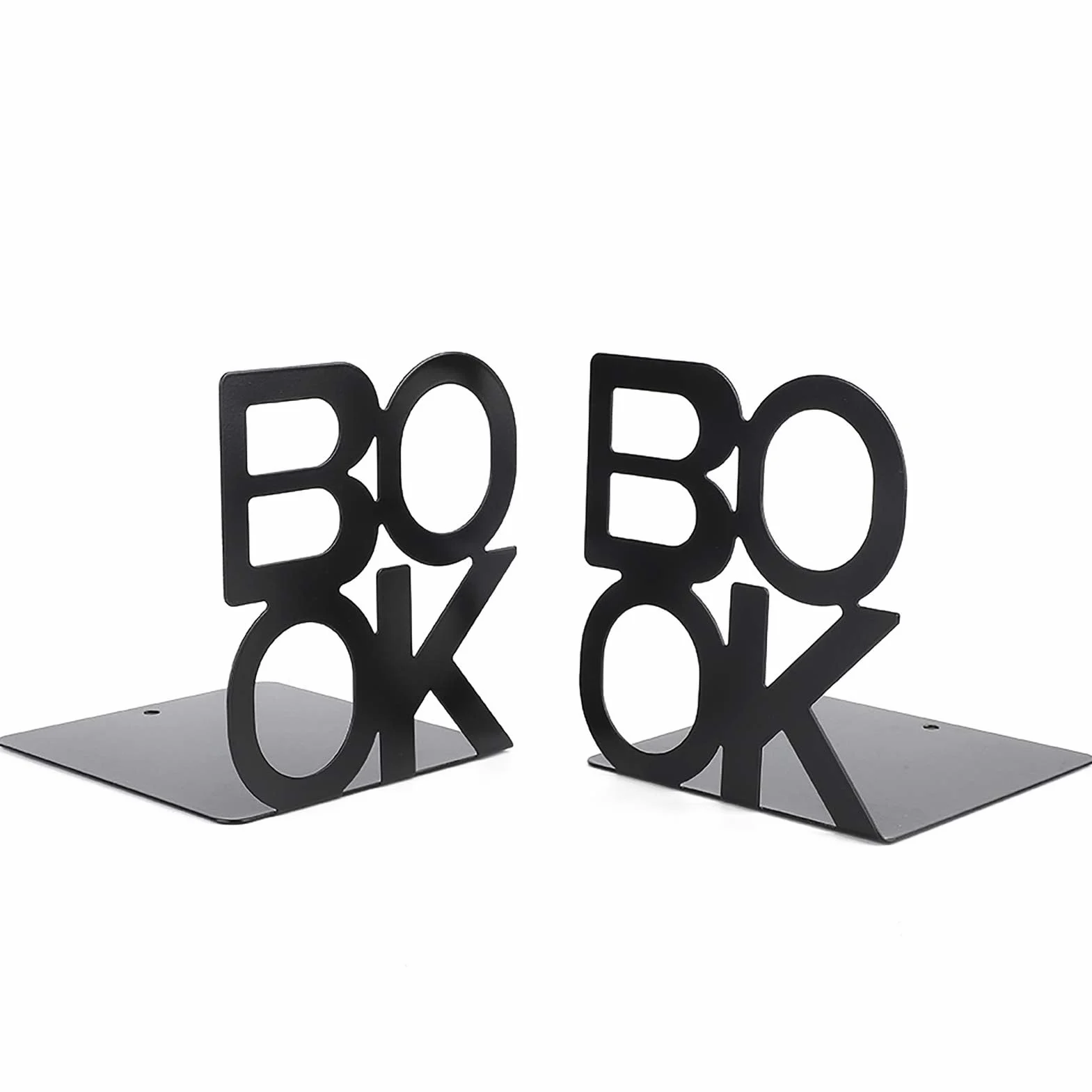 1 para Znaków Książki Kształt Książka Kończy się Szałwia Zielona Bookends Stojak na Książki Metalowe Bookends do Szkoły Wystrój Stołu Domowego (Czarna para 140 mm)