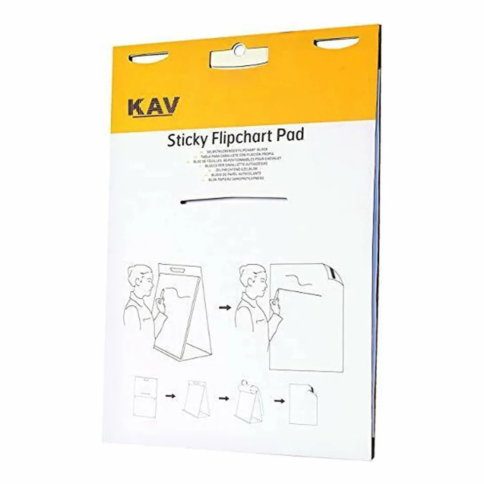 KAV Podkładka papierowa z funkcją Flipchart z gładkim, perforowanym, 20 arkuszy, do biura, prezentacji, restauracji, szkoły, domu i przyborów kuchennych, 70 g/m², 58,5 x 50 cm (6 szt.)