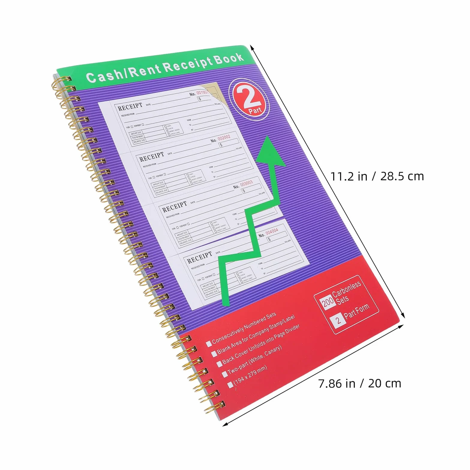 200 Zestawów Professional Two-part Cash Rent Receipt Book for Small Business Portable Invoice Receipt Organizer for Order Management And Expense Tracking