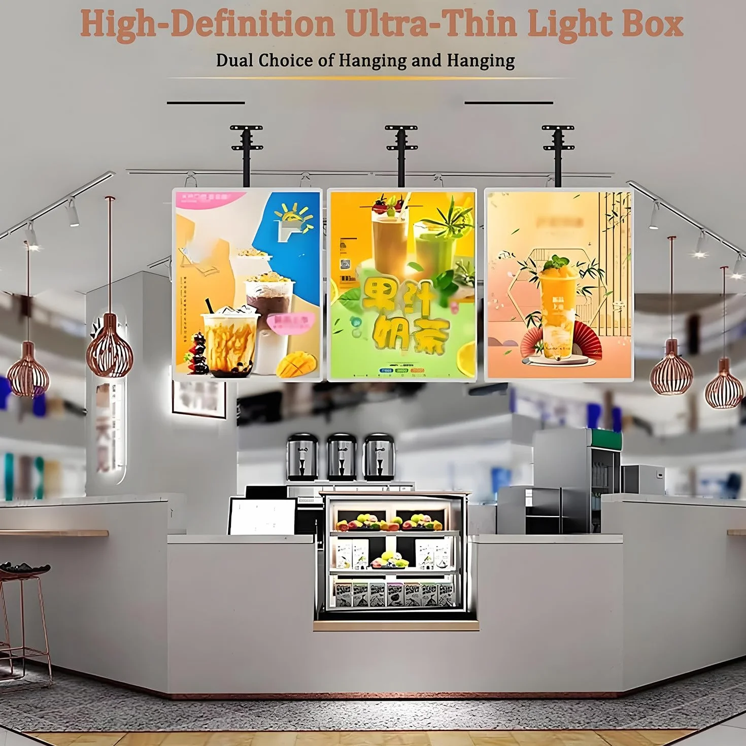 Menu LED Box, podświetlana tablica LED do kawiarni, podświetlana tablica menu 3D, podświetlana tablica menu LED do restauracji, billboard montowany na ścianie 60×100cm