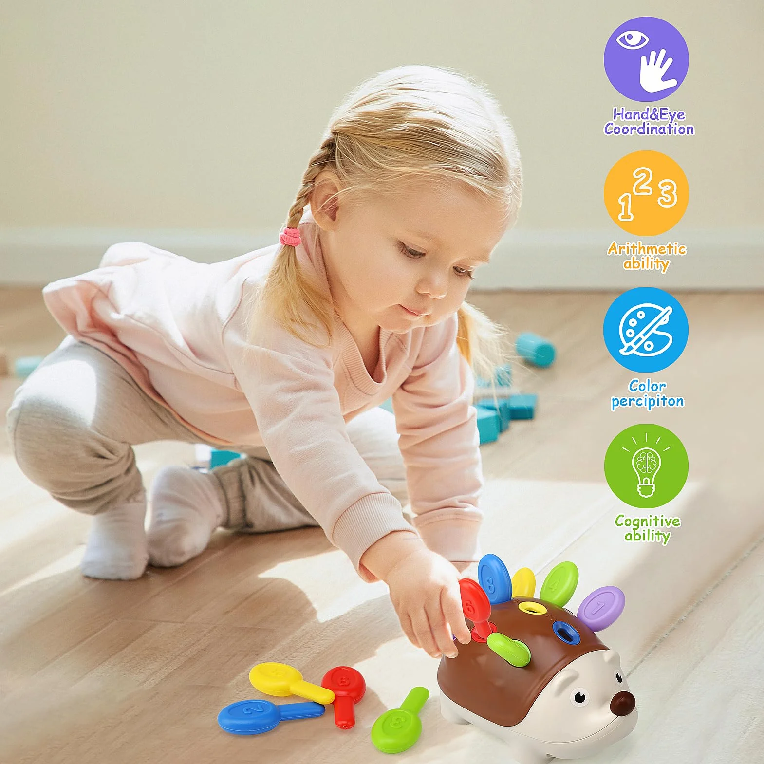 Ballery Zabawki Montessori 1 rok, Zabawki dla dzieci 1 2 3 lata, zabawki sensoryczne dla dzieci 6-12 miesięcy, zabawki umiejętności motorycznych liczenie i rozpoznawanie kolorów gry edukacyjne