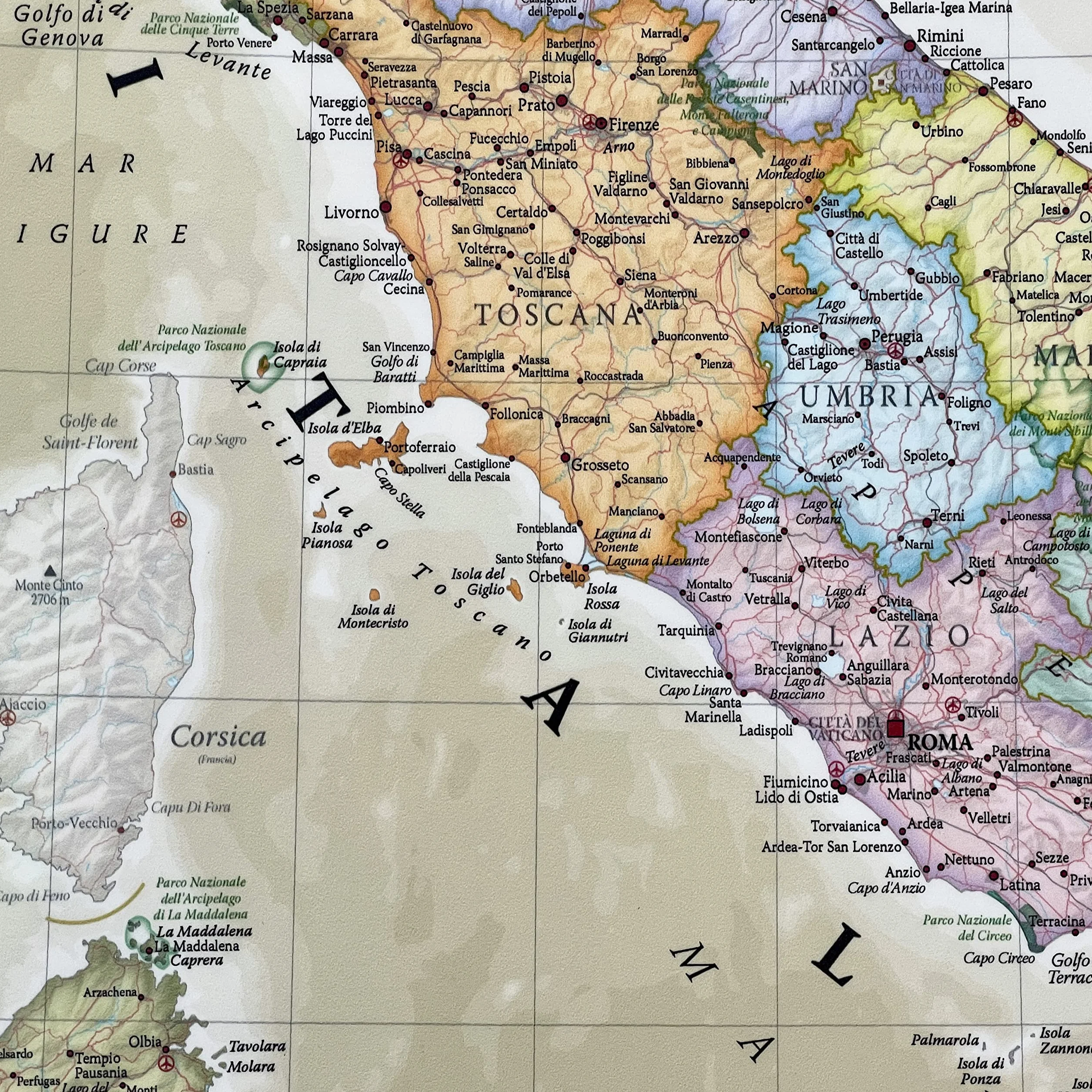 Maps International Ścienna mapa Włoch, klasyczny plakat, 59 x 42 cm