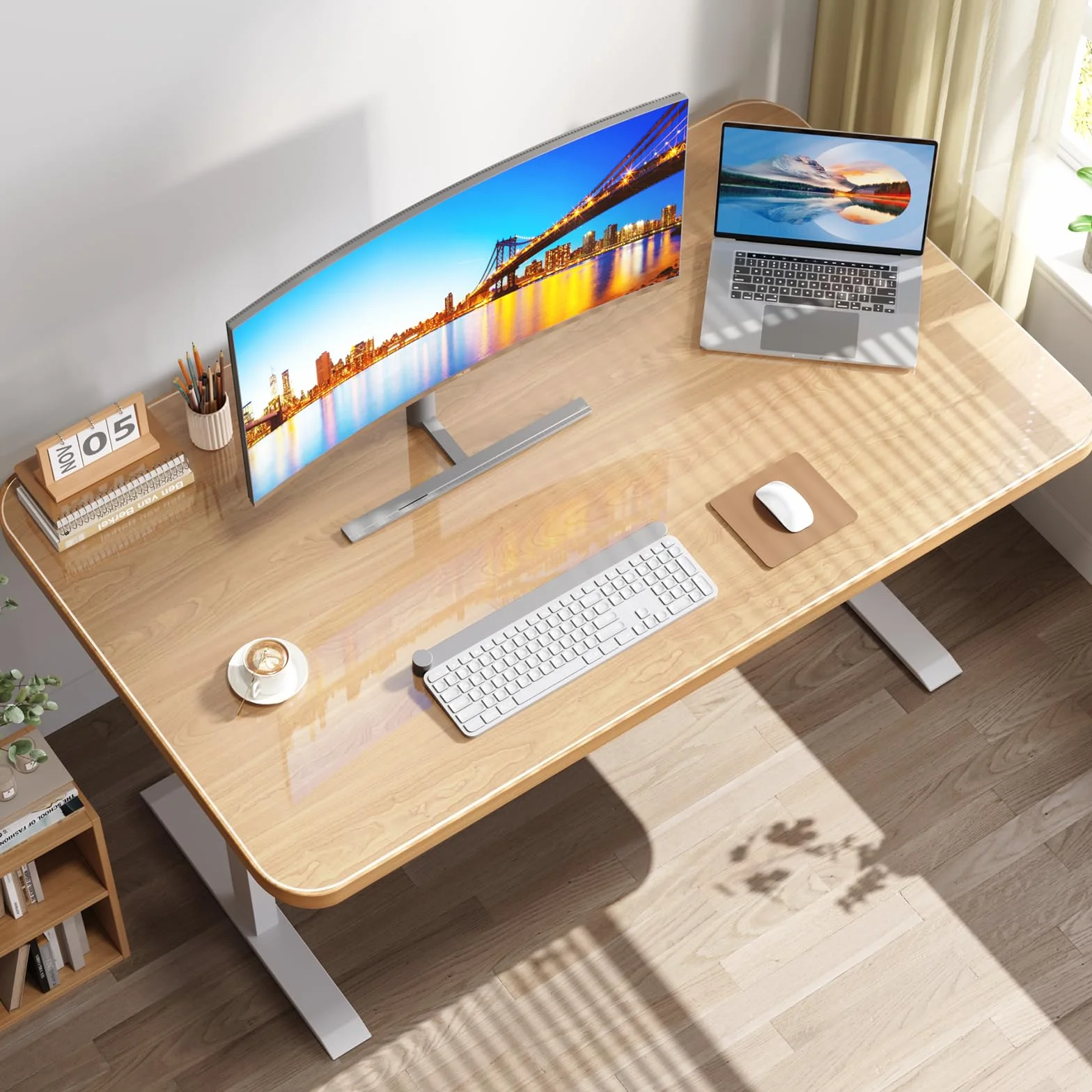 NATRKE Podkładka na Biurko, Przezroczysta, 120 x 60 x 0,15 cm, Duża, Przezroczysta, Podkładka na Biurko, Ochrona Stołu, Antypoślizgowa, Okrągłe Krawędzie, Do Biura i Domu