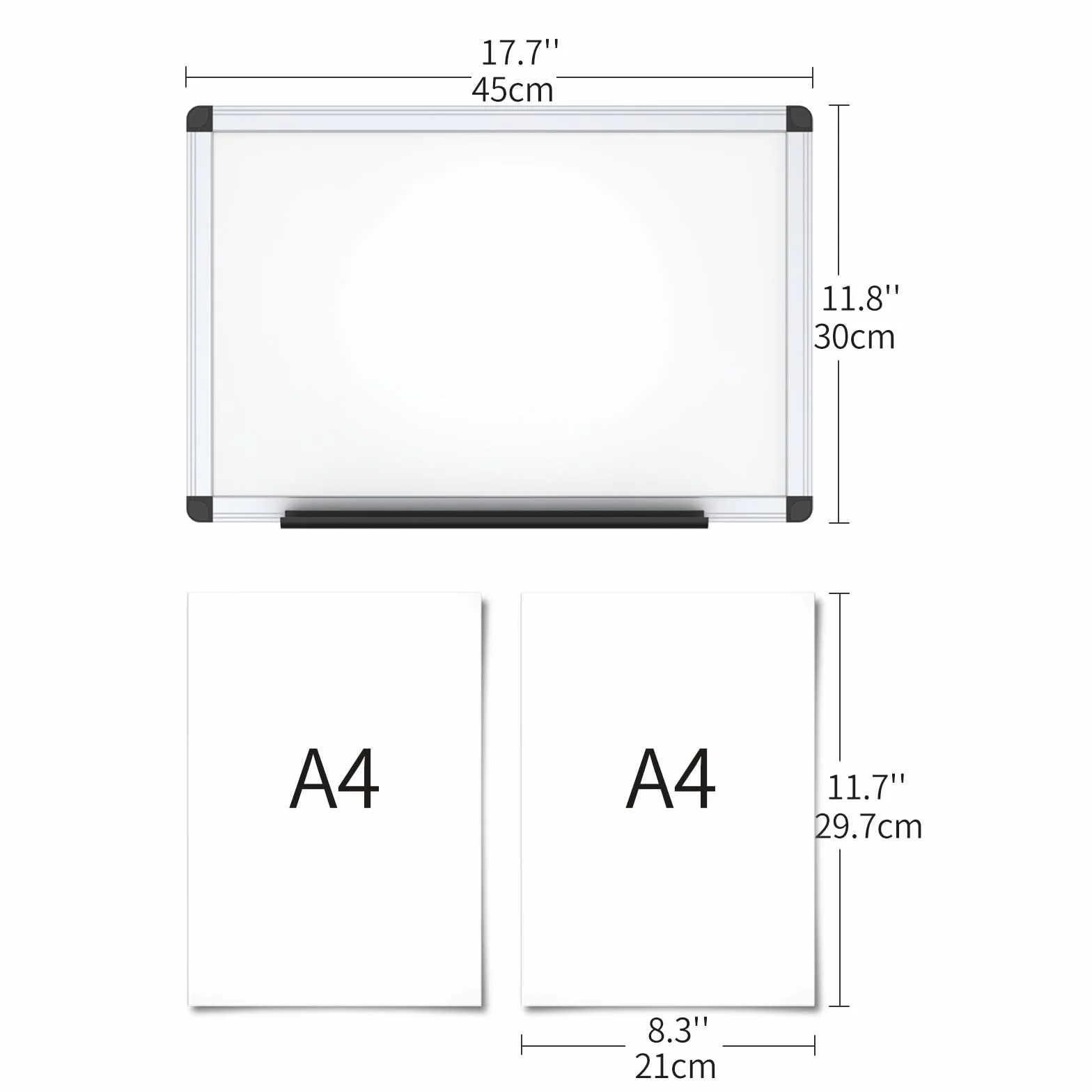 VIZ-PRO Tablica magnetyczna suchościeralna 45 x 30 cm z markerami i magnesami