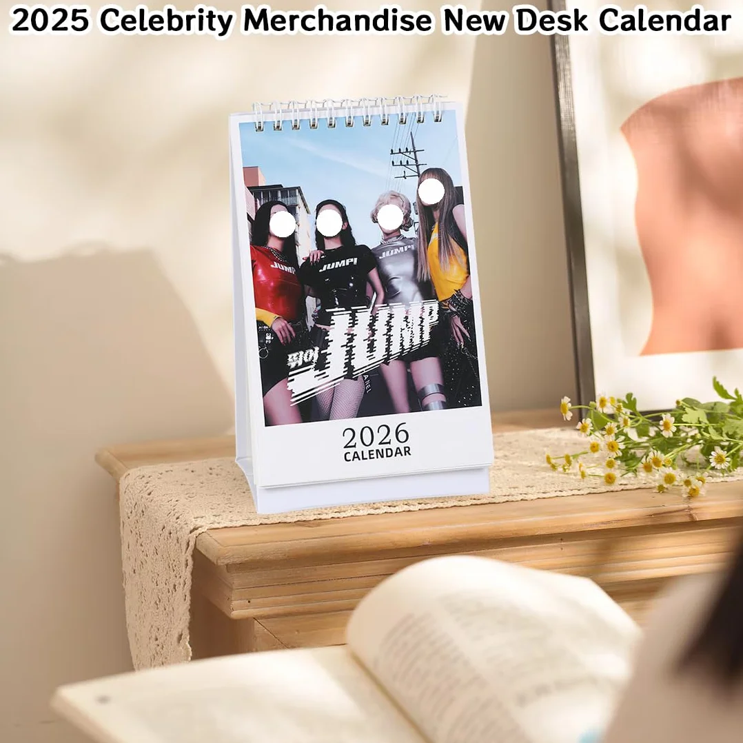 1 sztuka Blackpink 2026 kalendarz biurkowy do dekoracji biurka K-Pop Blackpink Zdjęcie, z czarnym wymazywalnym długopisem, kalendarz wsparcia dla fanów