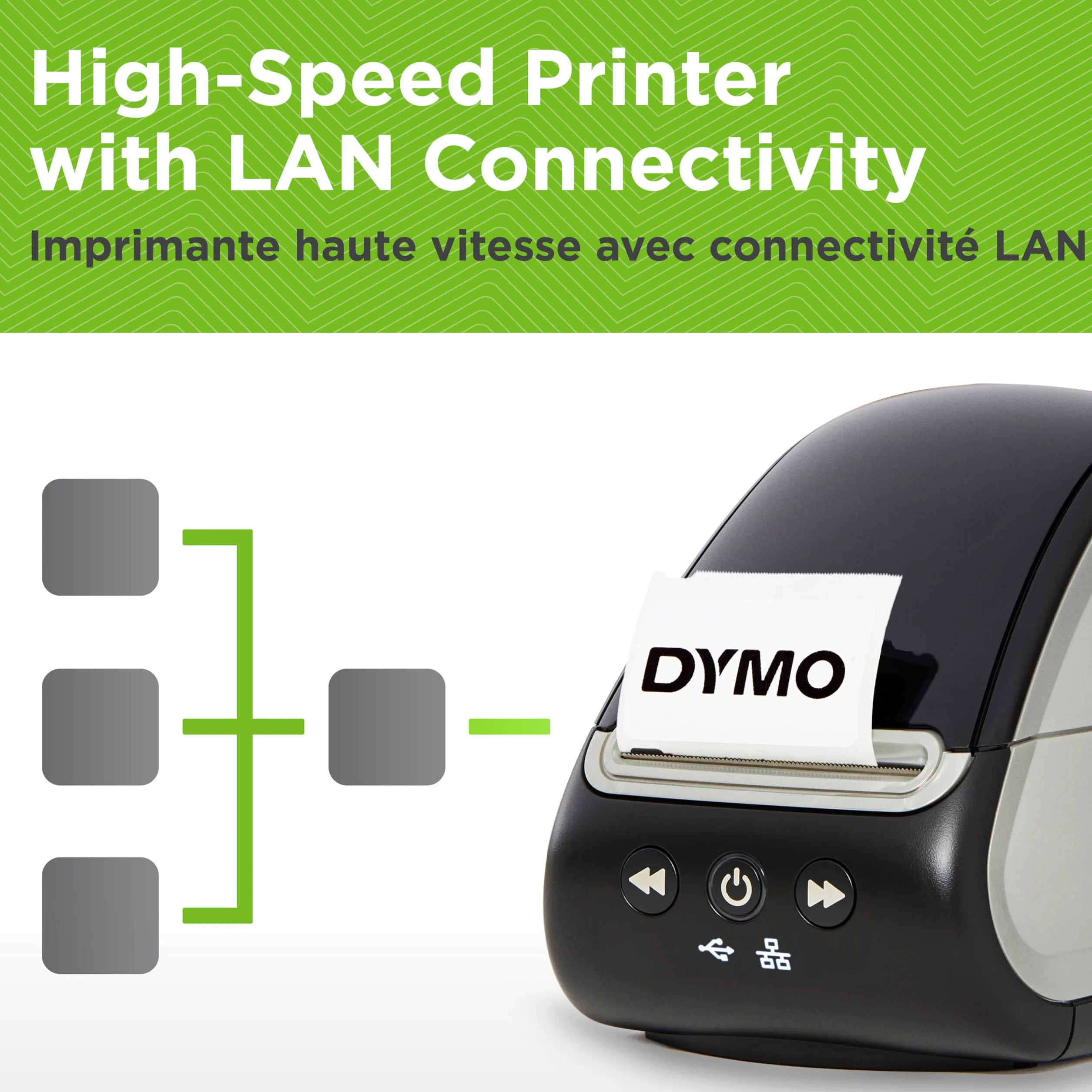 DYMO LabelWriter 550 Turbo Label Printer | Drukarka etykiet z szybkim bezpośrednim drukiem termicznym | Drukuje etykiety wysyłkowe i inne z łącznością USB/LAN | Wtyczka 2-pinowa UE