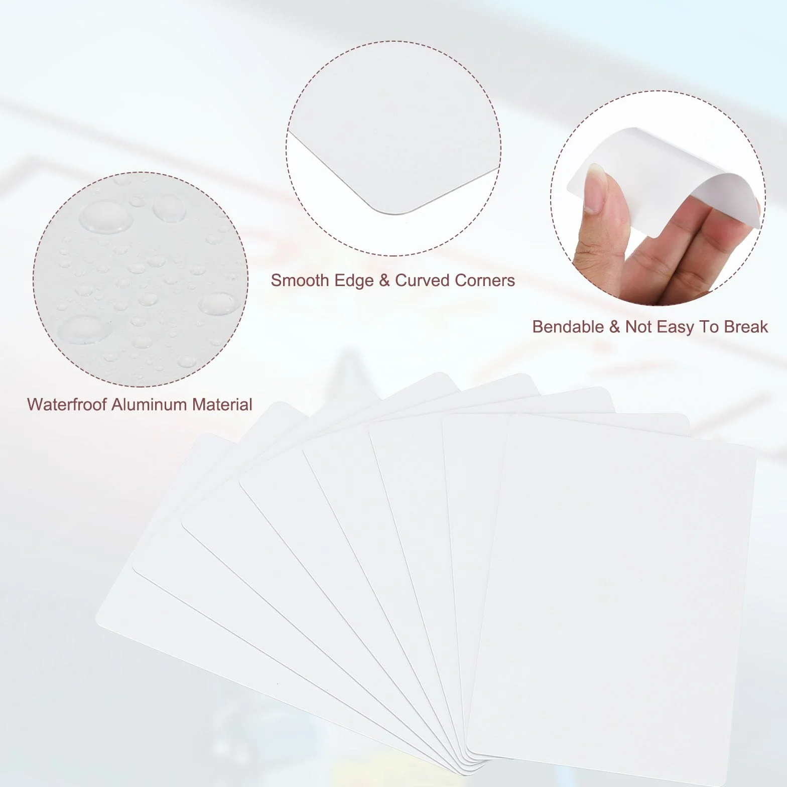 PATIKIL 50 sztuk metalowych wizytówek sublimacyjnych, 0,45 mm grubości, 3,4 x 2,1 cala, aluminiowa kartka z imieniem do samodzielnego nadruku, biała