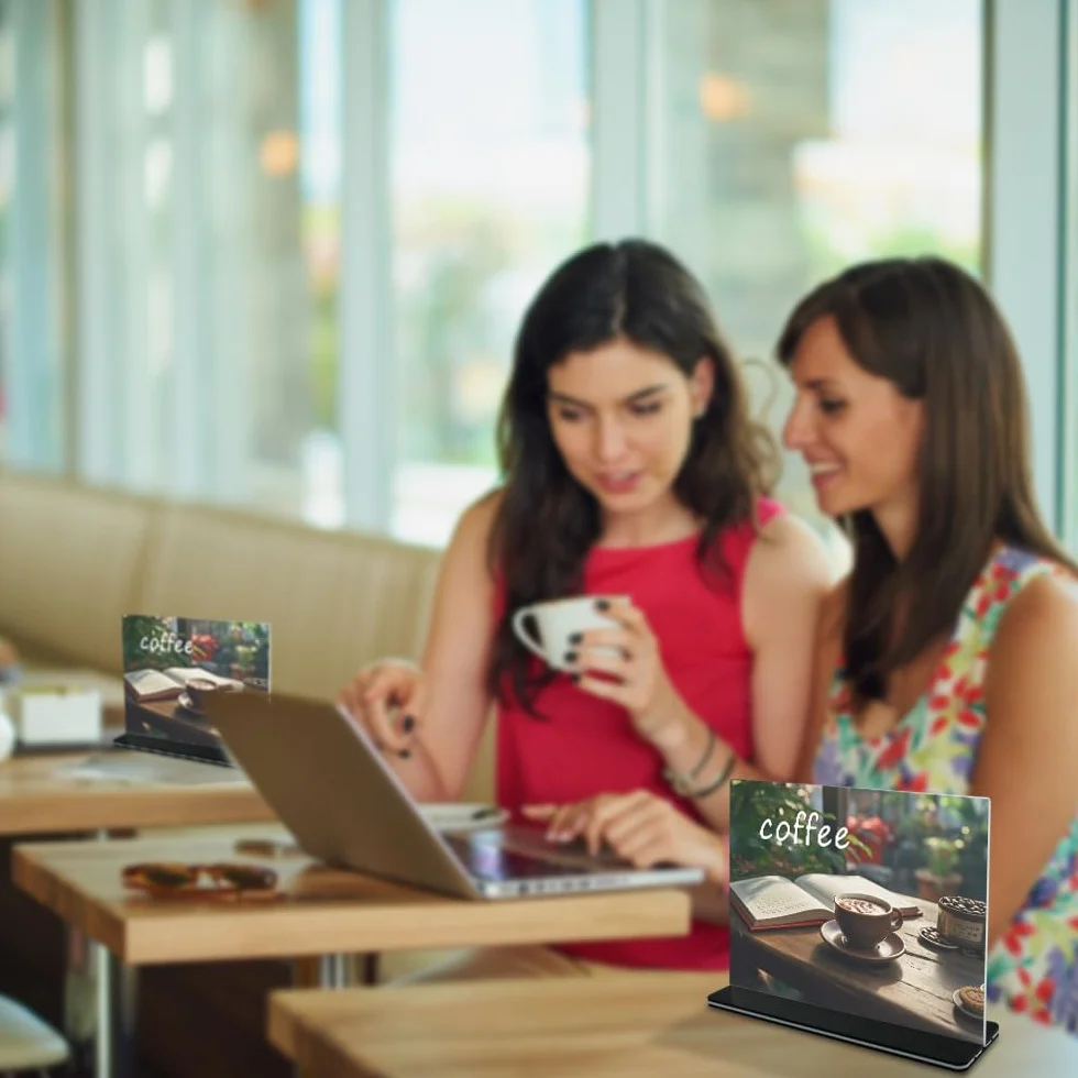 Stojak reklamowy ekspozytor A5 akrylowy dwustronny poziomy z podstawą