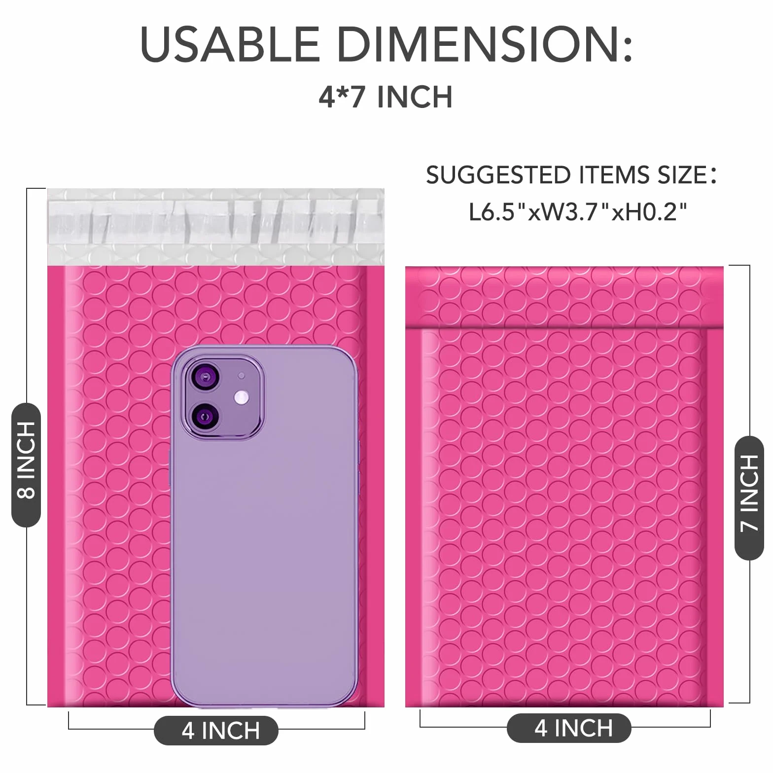 Bubble Mailers 4x8 Inch 50 Pack Padded Envelopes Self Seal Shipping Bags Jewelry Small Business Pink