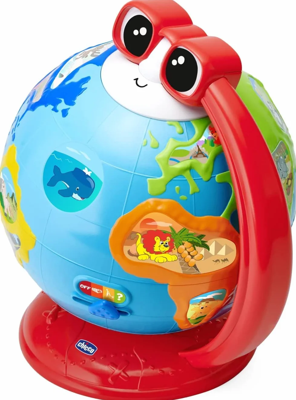 Chicco Edu Globe Mówiący globus edukacyjny nauka geografii logiki sekwencji pamięci 300 zdań quizów piosenek Montessori gry dla dzieci 2-6 lat