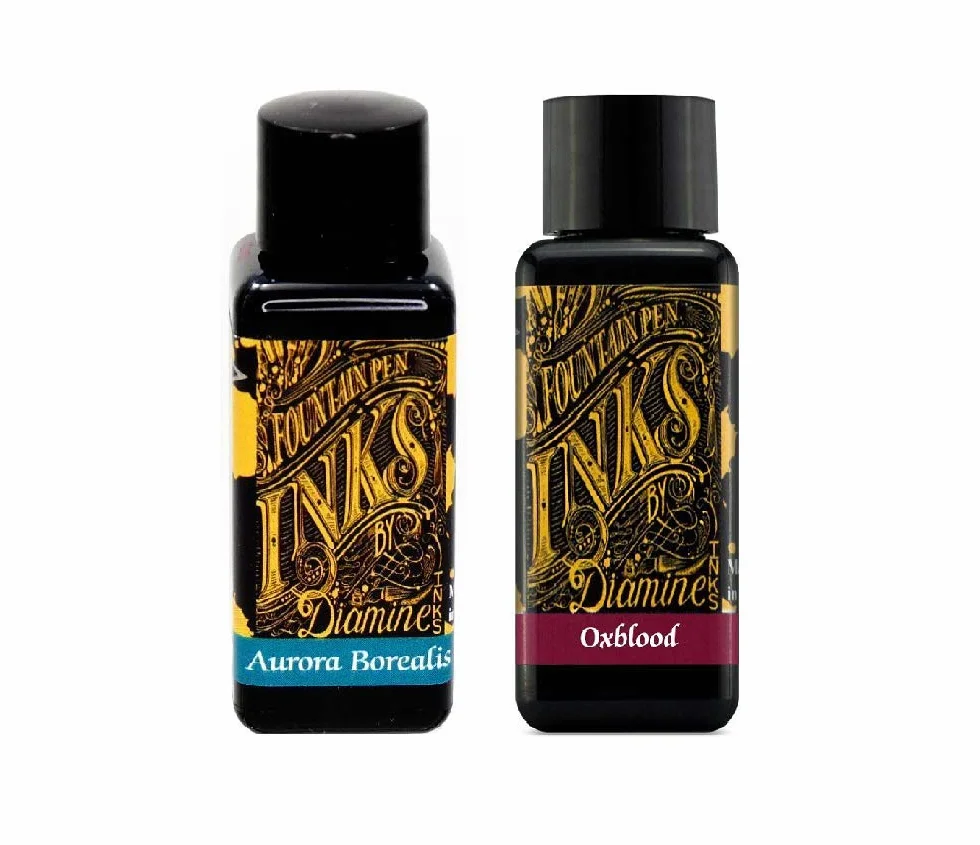 Atrament do piór wiecznych Diamine 30 ml Oxblood & Aurora Borealis - 2 opakowania