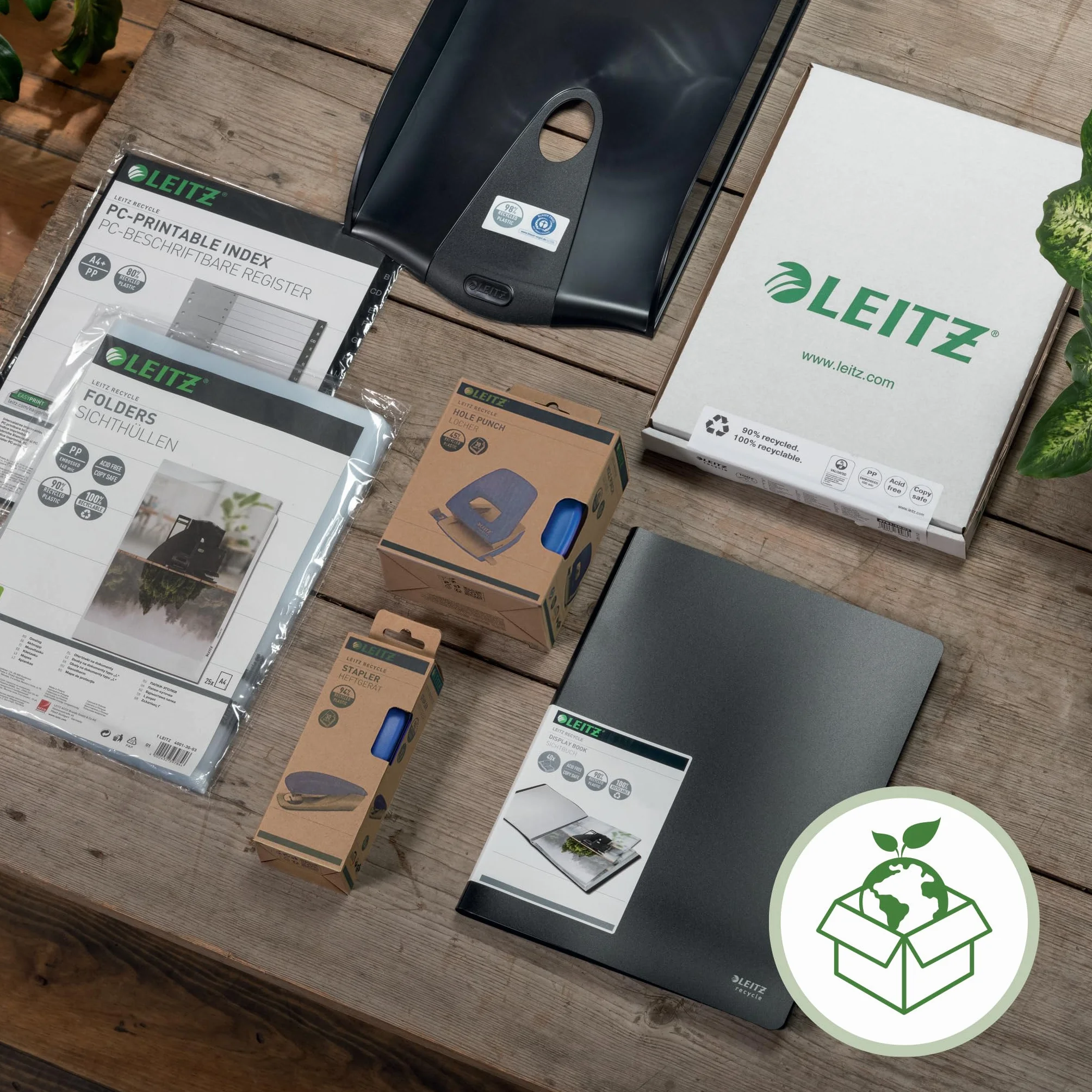Leitz Dziurkacz, 30 arkuszy, prowadnica z oznaczeniami formatu, w 100% nadaje się do recyklingu, przyjazna dla środowiska, zakres recyklingu NeXXt, 50030095, czarny