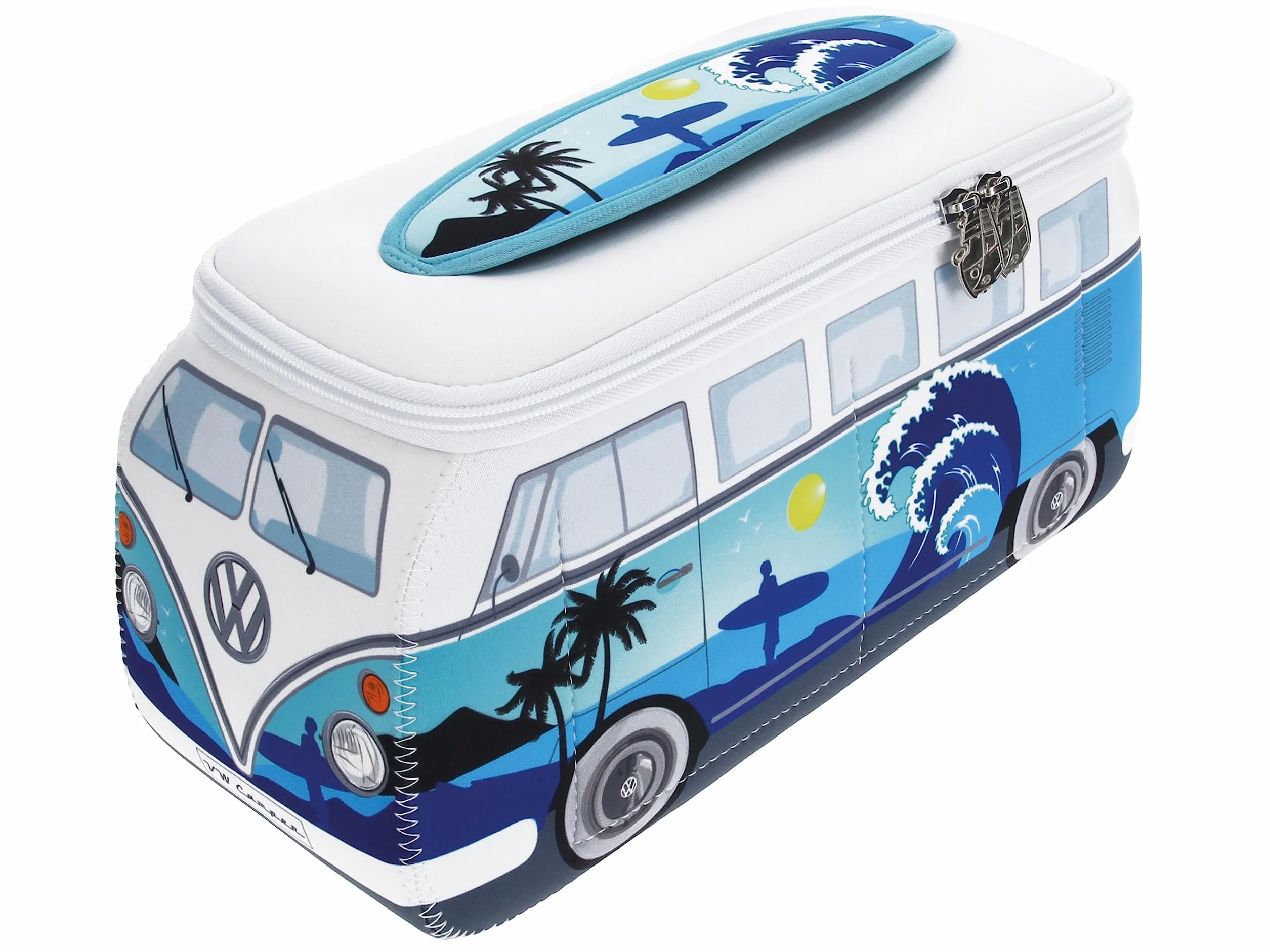 BRISA VW Collection – Volkswagen Neopren uniwersalna kosmetyczka do makijażu, podróżna torba apteczna, piórnik T1 Bulli Bus (surfingowy/jasnoniebieski/mały)