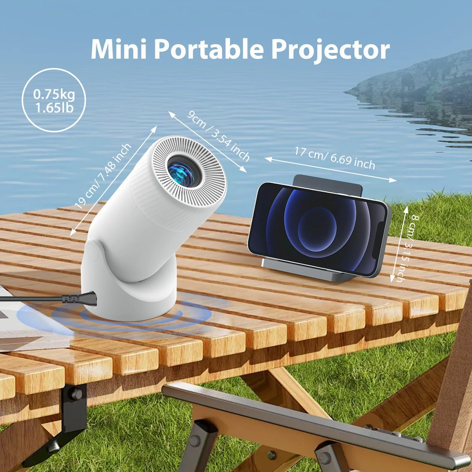 Projektor XL2-23E 4K Mini Inteligentny z Wi-Fi 6 5G Bluetooth Automatyczna Korekcja Trapezu
