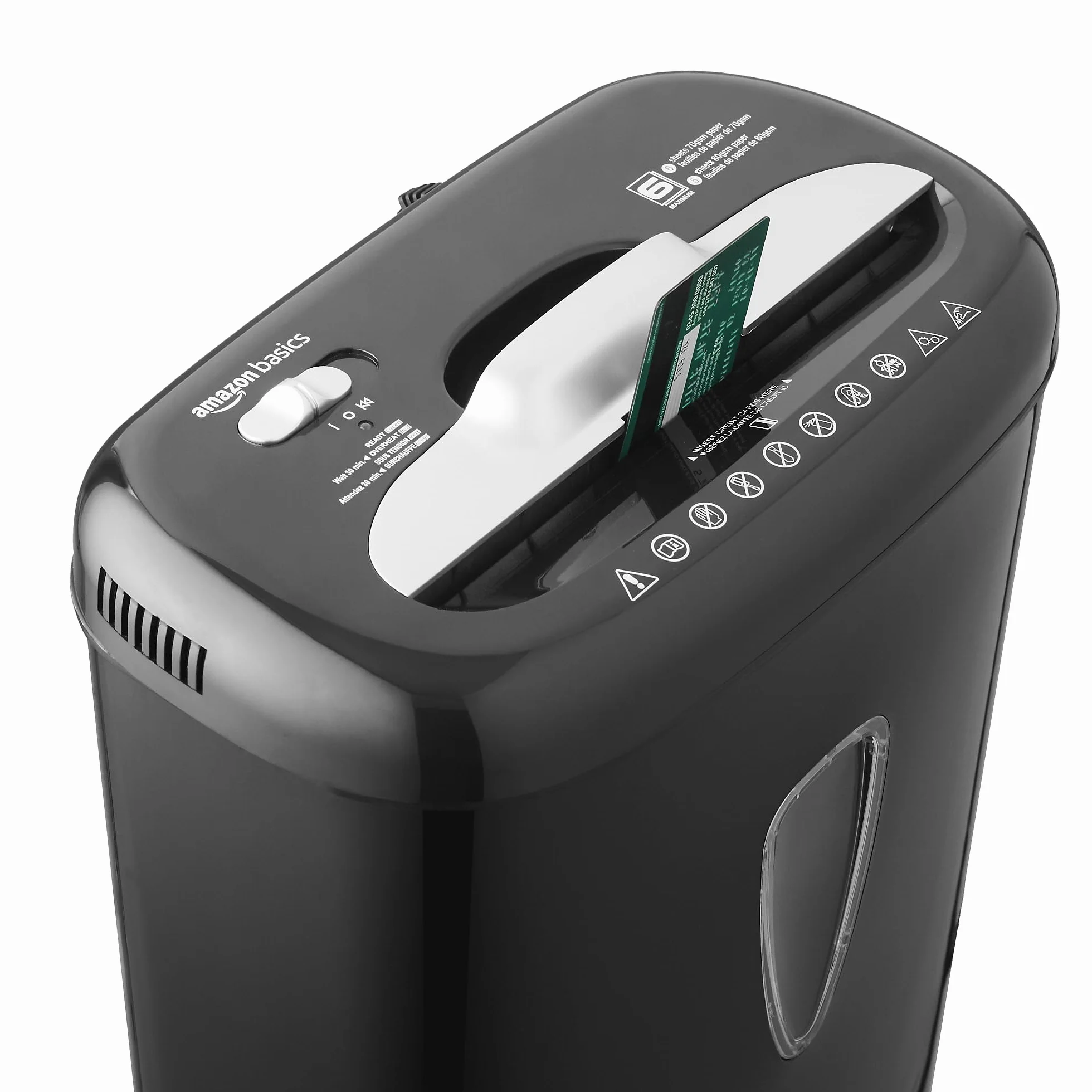 Amazon Basics Mikrocięcie niszczarki do papieru i kart kredytowych, cięcie cząstek, 5-6 arkuszy, kolor czarny