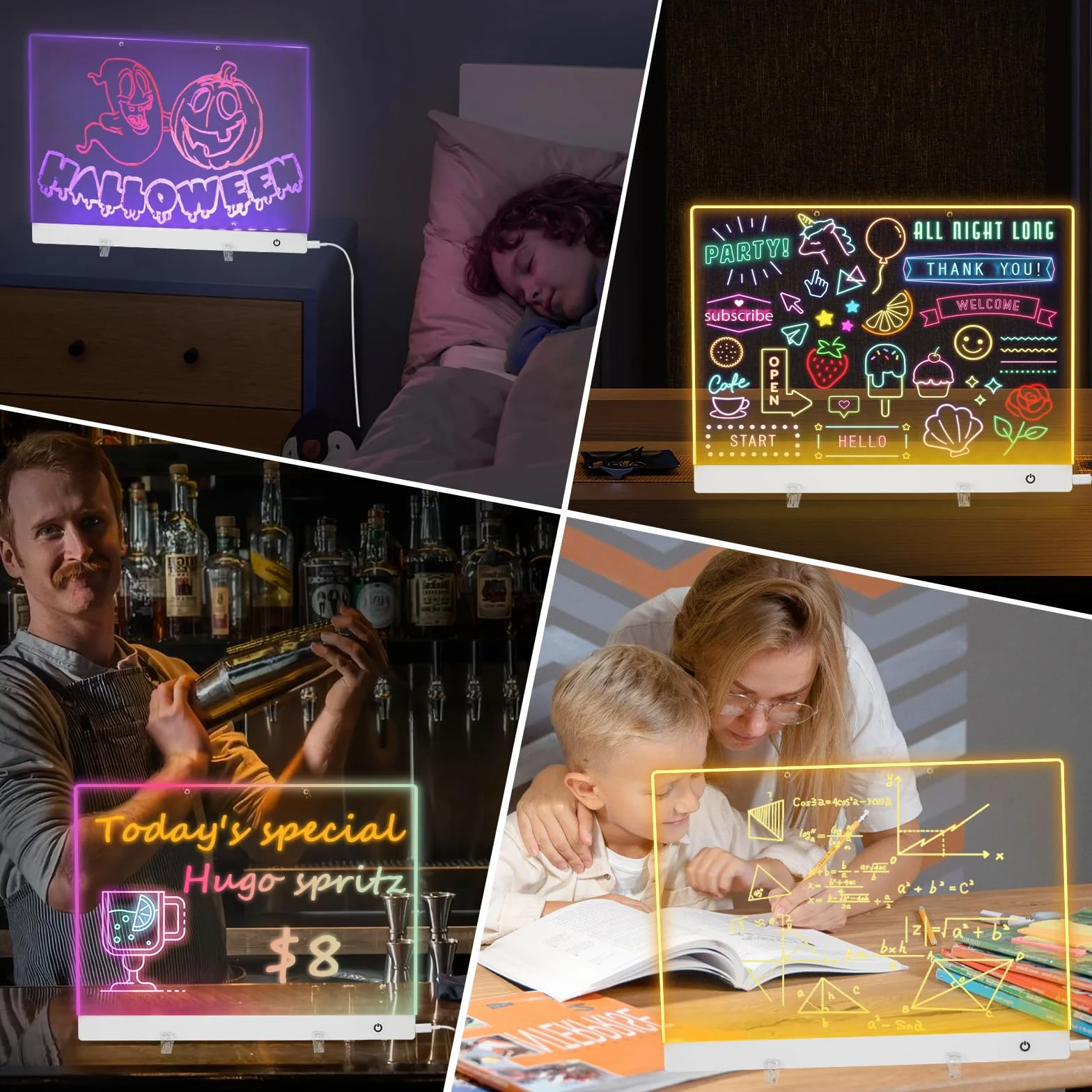Tablica LED na notatki z kolorami, akrylowa tablica ogłoszeniowa 30x20 cm 5 trybów i 6 kolorów, tablica ogłoszeń z diodami LED, przezroczyste światło, tablica do pisania LED z 7 kolorami długopis