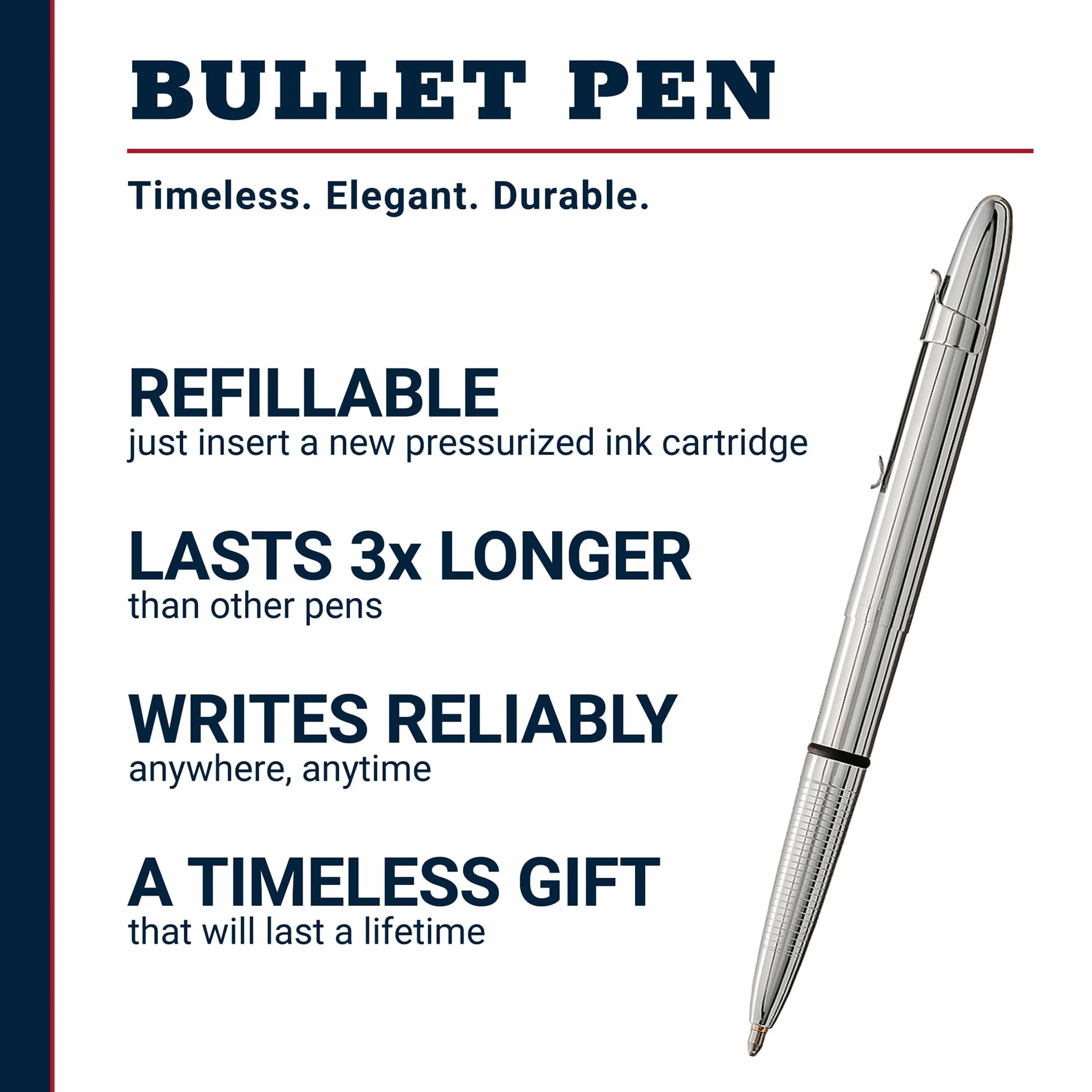 Fisher Space Pen 400 Cl średni czarny 1 sztuka (S) – długopis (czarny, chrom, średni, 1 sztuka (S))