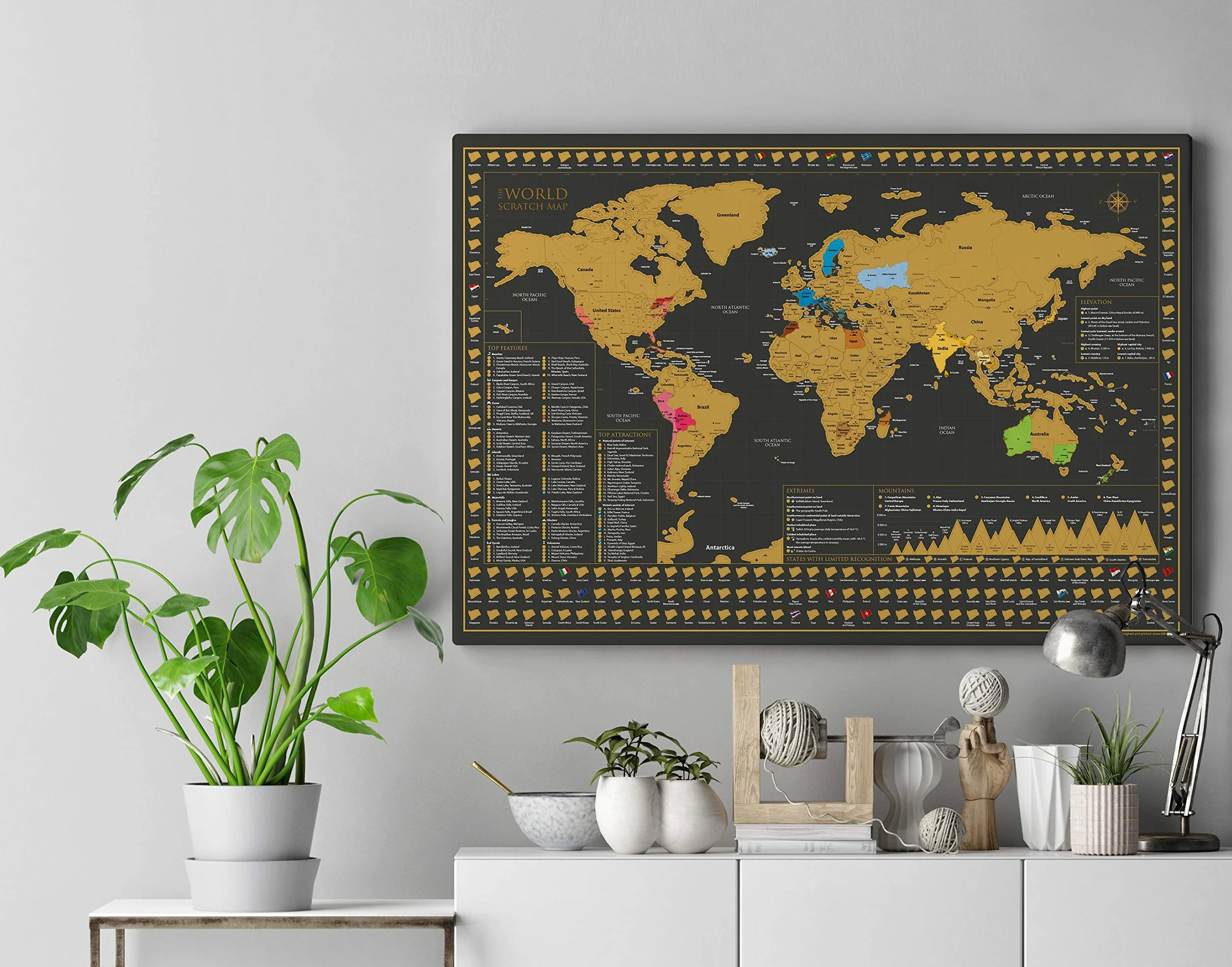 Mapa zdrapywania świata plakat ścienny - duży piękny świat mapa zdrapywania - idealny prezent podróżny - 84,1 cm x 59,4 cm