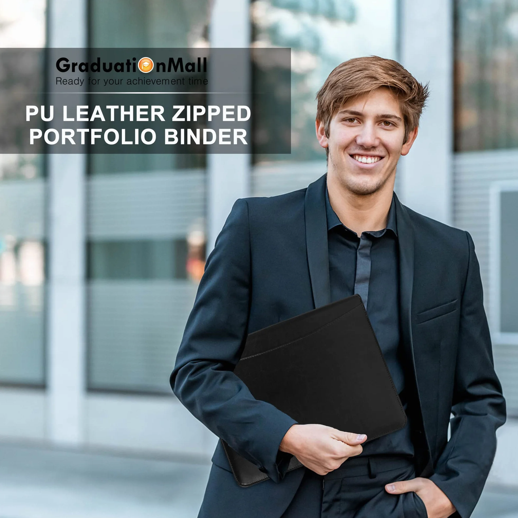 GraduationMall Biznes Zapinane na zamek Portfolio A4 Schowek Teczka konferencyjna Skóra PU Wywiad Wznów Legalny Dokument Organizator Czarny