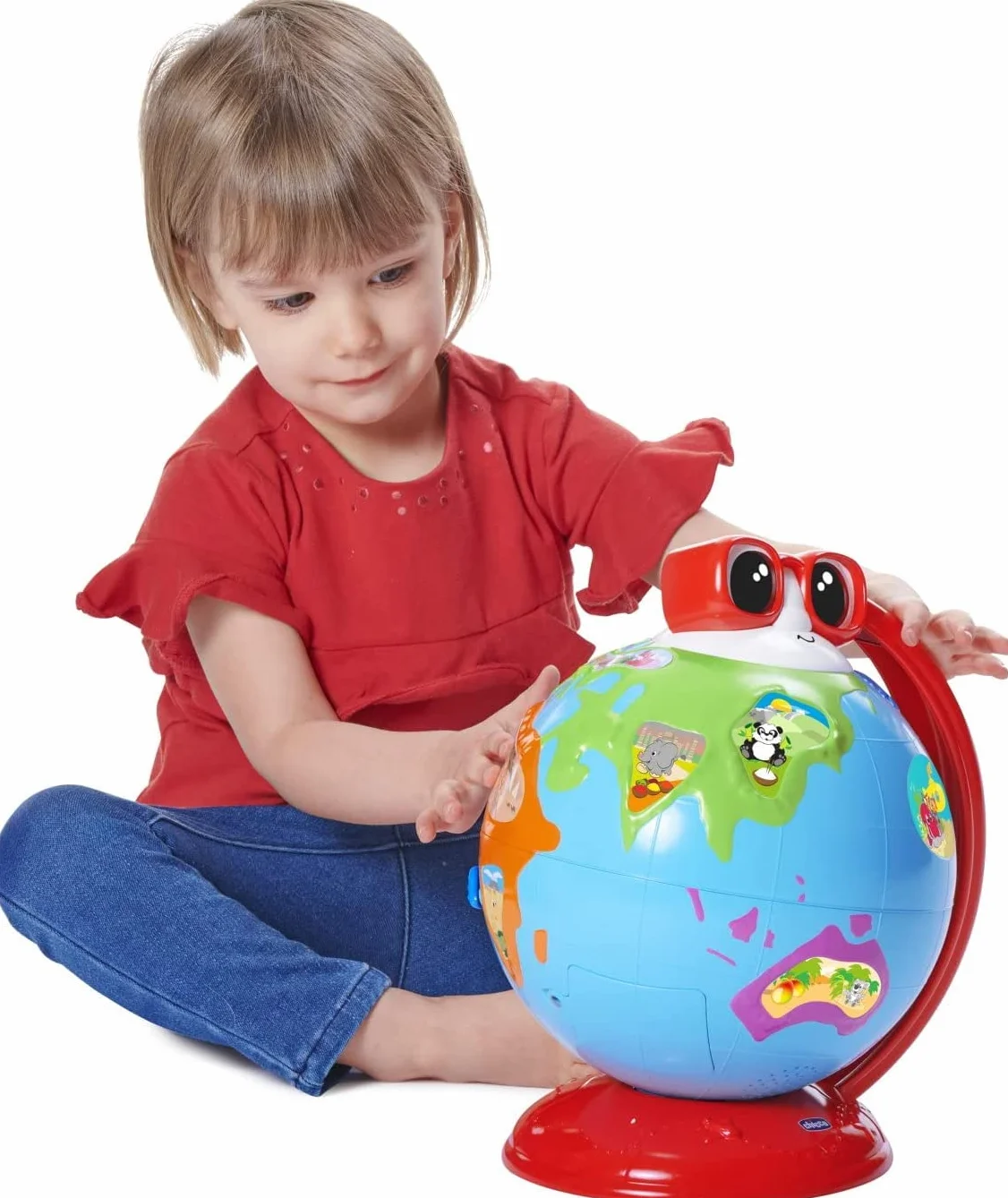 Chicco Edu Globe Mówiący globus edukacyjny nauka geografii logiki sekwencji pamięci 300 zdań quizów piosenek Montessori gry dla dzieci 2-6 lat