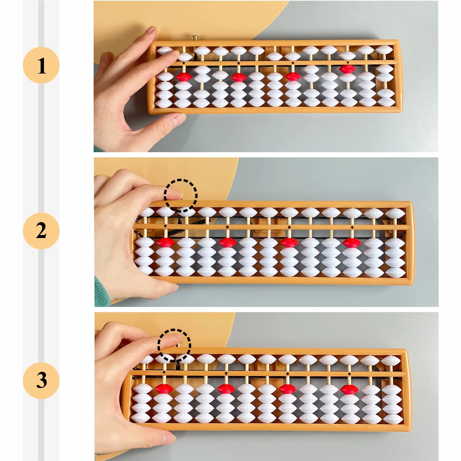 Soroban Abacus 13 cyfr, tworzywo sztuczne, arytmetyka, liczydło, do arytmetyki i liczenia, z przyciskiem resetowania, narzędzie do obliczania matematyki, biura, szkoły, domu