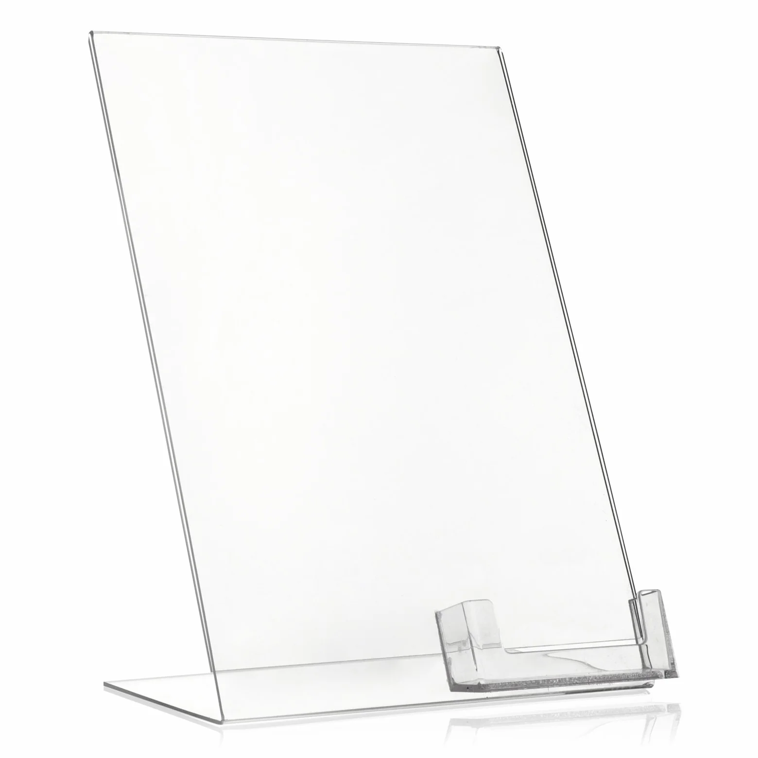 Stojak reklamowy DIN A4 PLEXIGLAS z miejscem na wizytówki