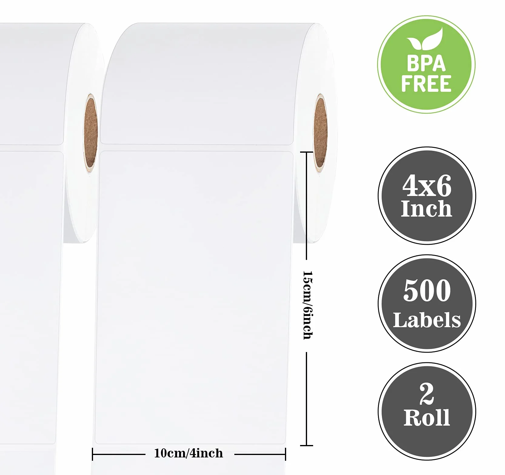 Etykiety termiczne 100 x 150 mm, 1000 sztuk, 2 rolki, do drukarek termicznych