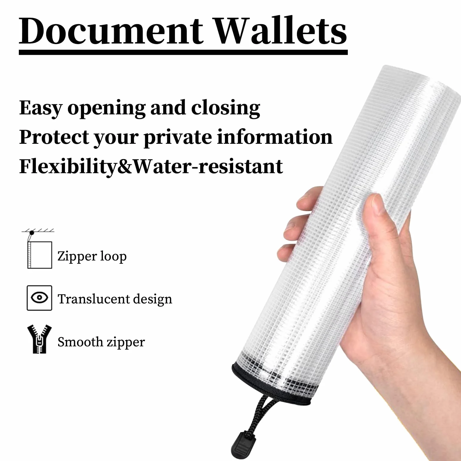 Document Wallets 20 sztuk toreb na dokumenty A4, wodoodporna torba na dokumenty z zamkiem błyskawicznym, plastikowa torba na dokumenty z zamkiem błyskawicznym, przezroczyste torby na papier, dokumenty