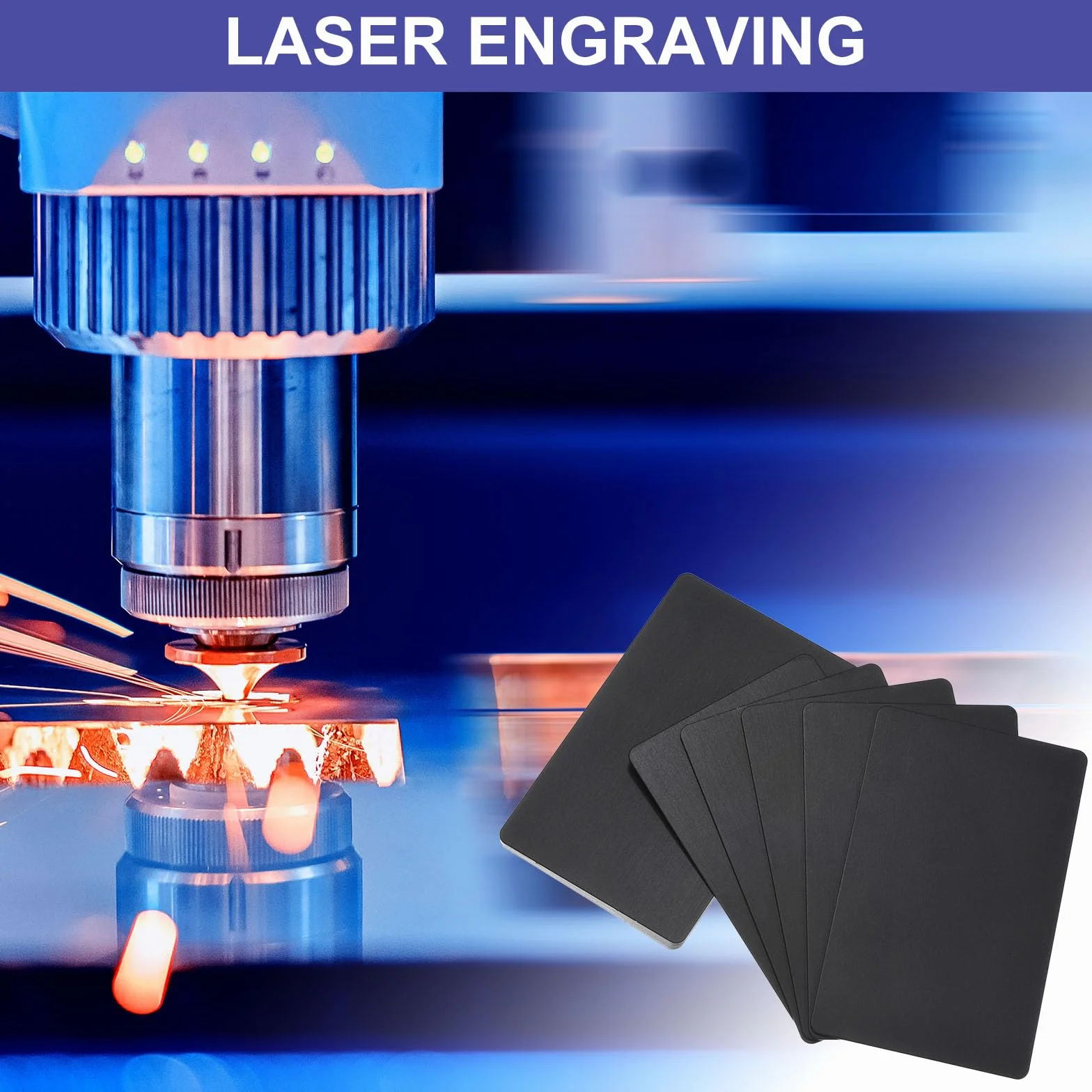 PATIKIL 15 sztuk metalowych wizytówek anodyzowanych o grubości 0,8 mm anodowane aluminiowe puste kartki imienne, 8 x 5 cm, grawerowana laserowo, wizytówka do samodzielnego wykonania, czarna