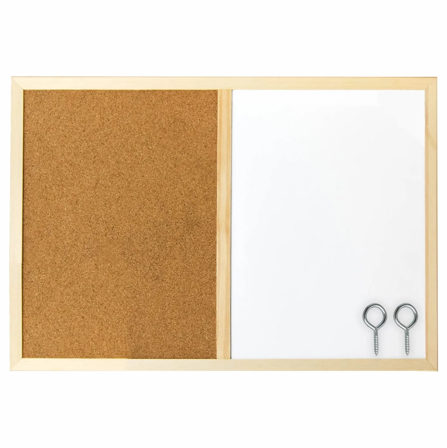 Idena 568016 - Tablica z pinezkami / biała tablica z drewnianą ramą, w zestawie 2 śruby, nadaje się do montażu na ścianie, ok 40 x 60 cm, odpowiednia jako dekoracja i do miejsca pracy