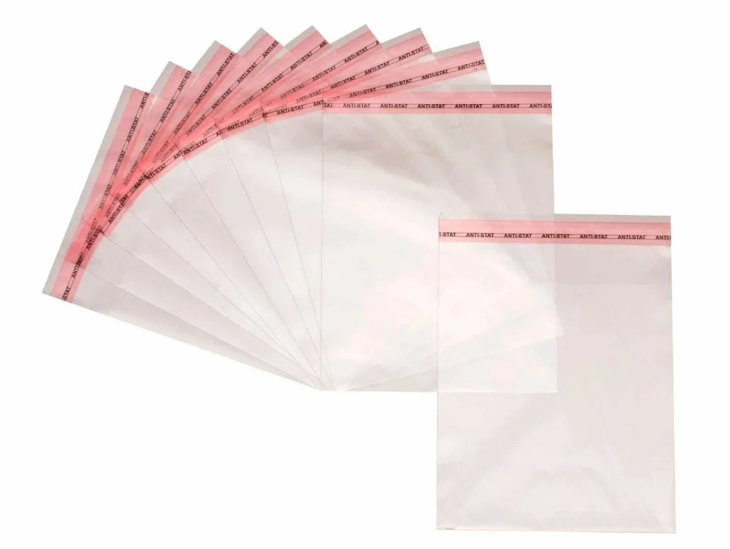 Netuno 100 płaskich torebek o wysokim połysku 30 x 40 cm z klapką (3 cm) Peel & Seal PP torebki samoprzylepne torebki plastikowe przezroczyste torebki celofanowe przezroczyste torebki z zakładką