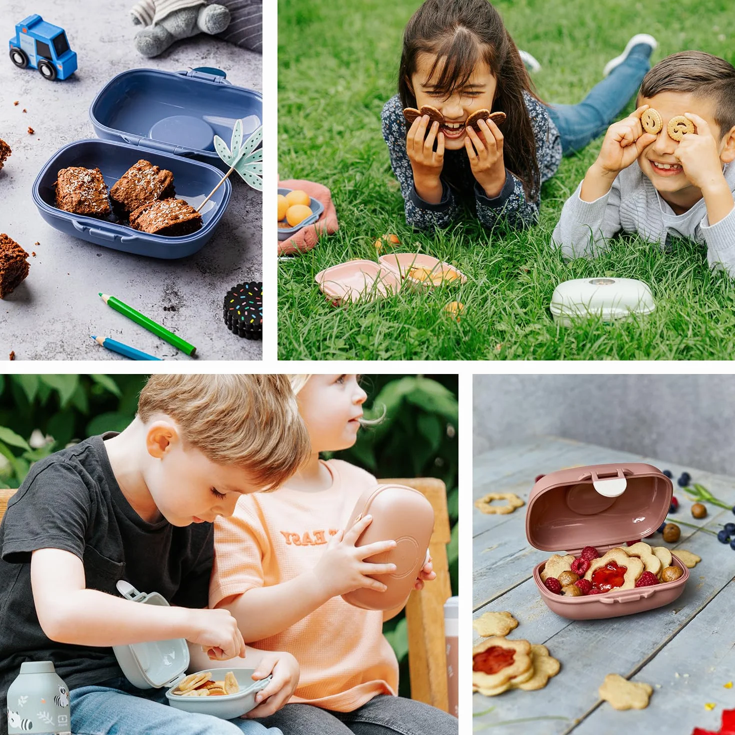 MONBENTO - Kids Snack Box MB Gram Raccoon - Boys & Girls - idealny na lunch lub przekąski w szkole/parku - BPA Free - Food Grade Safe - Zielony